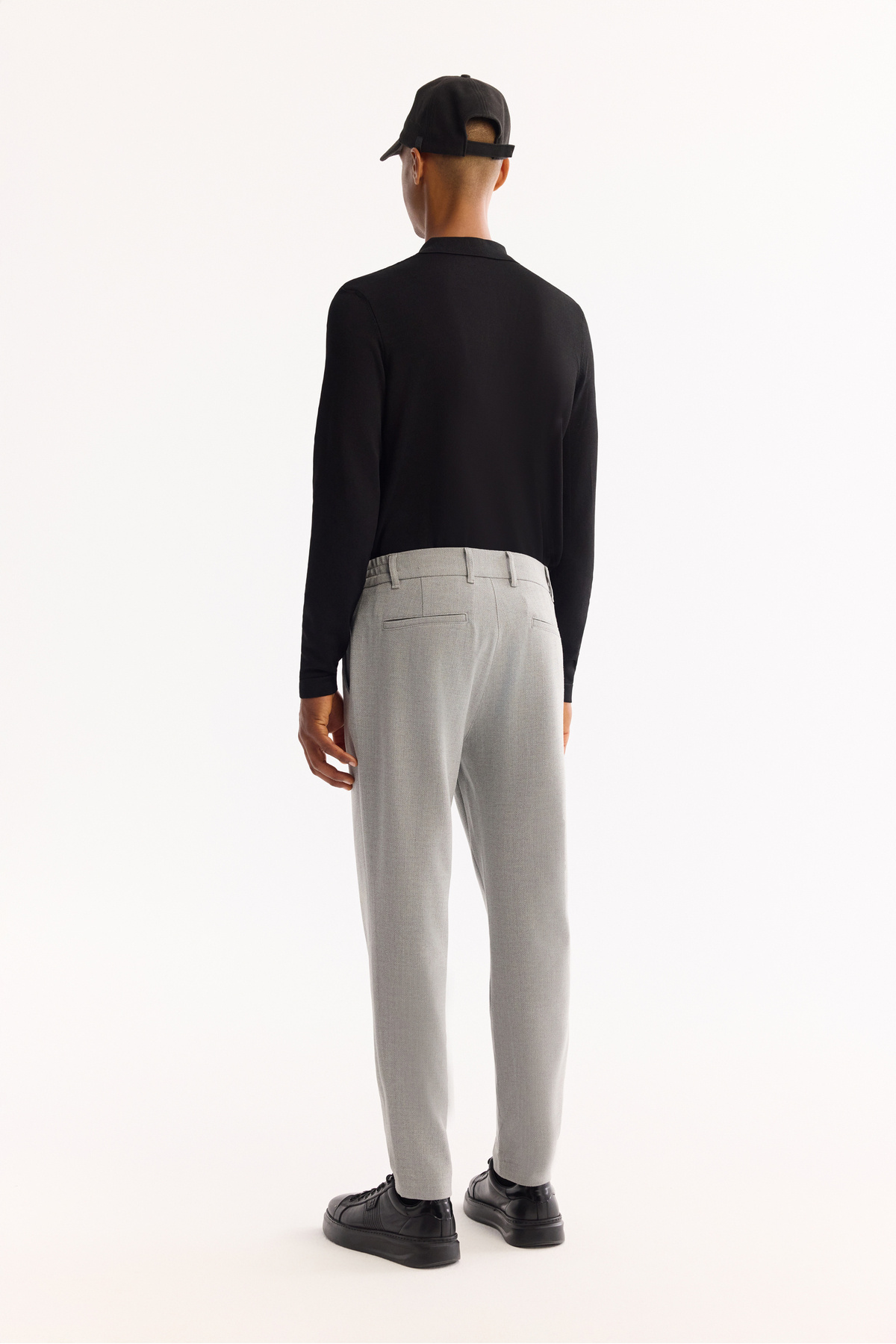 Erkek Açık Gri Yanı Lastikli Kolay Ütülenen Slim Fit Pantolon A52Y3040 — خاکستری — تصویر 4 از 8