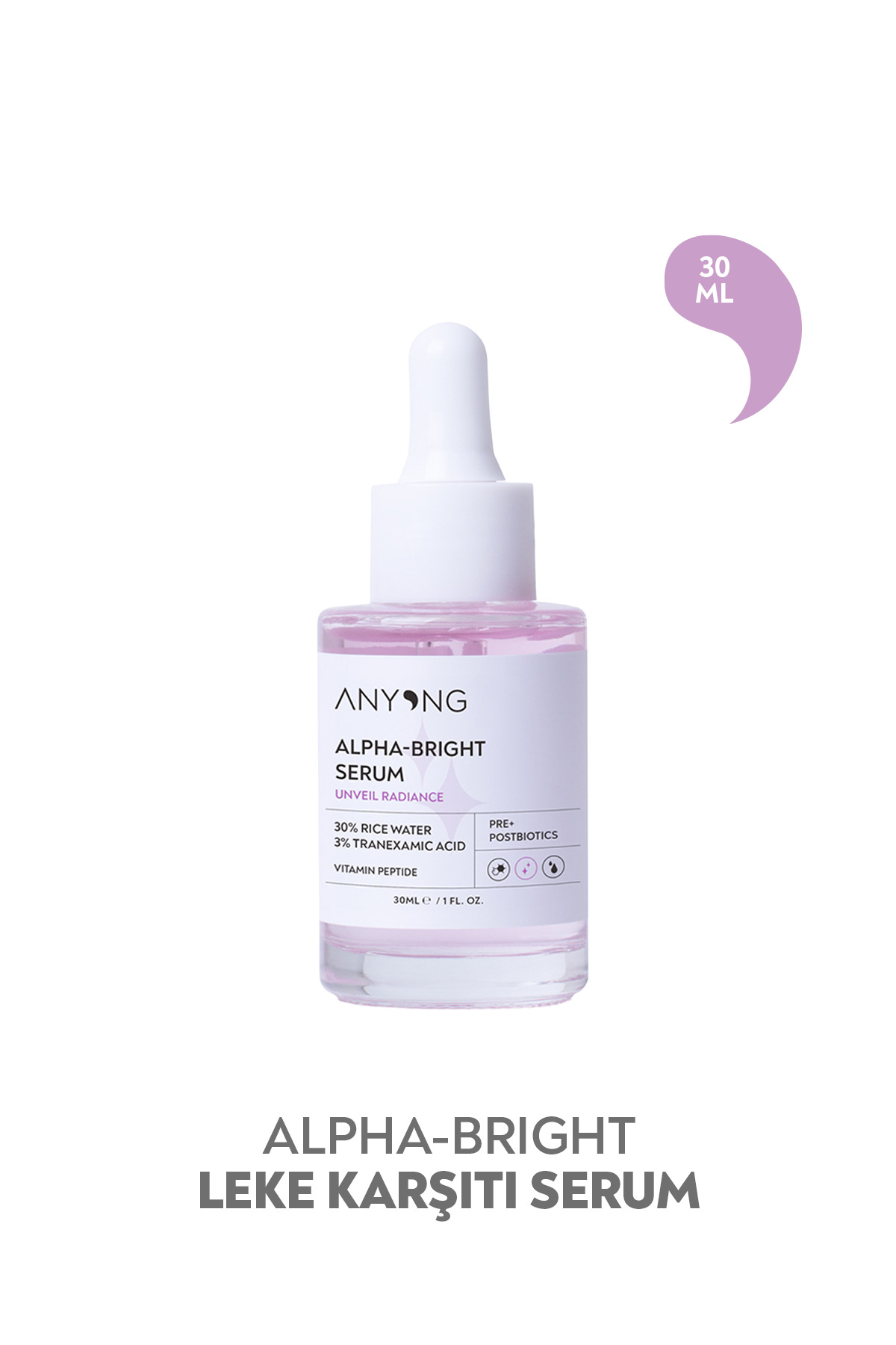 Anyong Alfa Arbutin Aydınlatıcı, Leke Karşıtı, Ton Eşitleyici Serum 30 ML (Pirinç Suyu & Traneksamik Asit) — 8684221509263