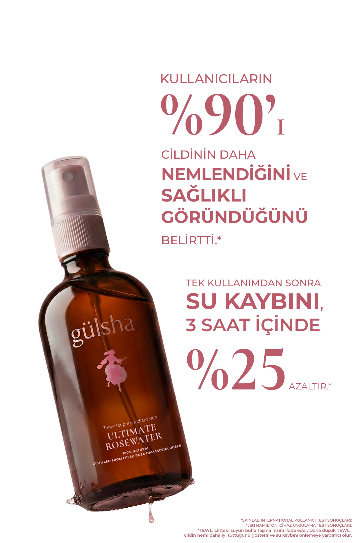Nemlendirici Aydınlatıcı Gözenek Sıkılaştırmaya Yardımcı %100 Doğal Tam Gül Suyu Sprey 50 ml — 8680434310122 — تصویر 4 از 8