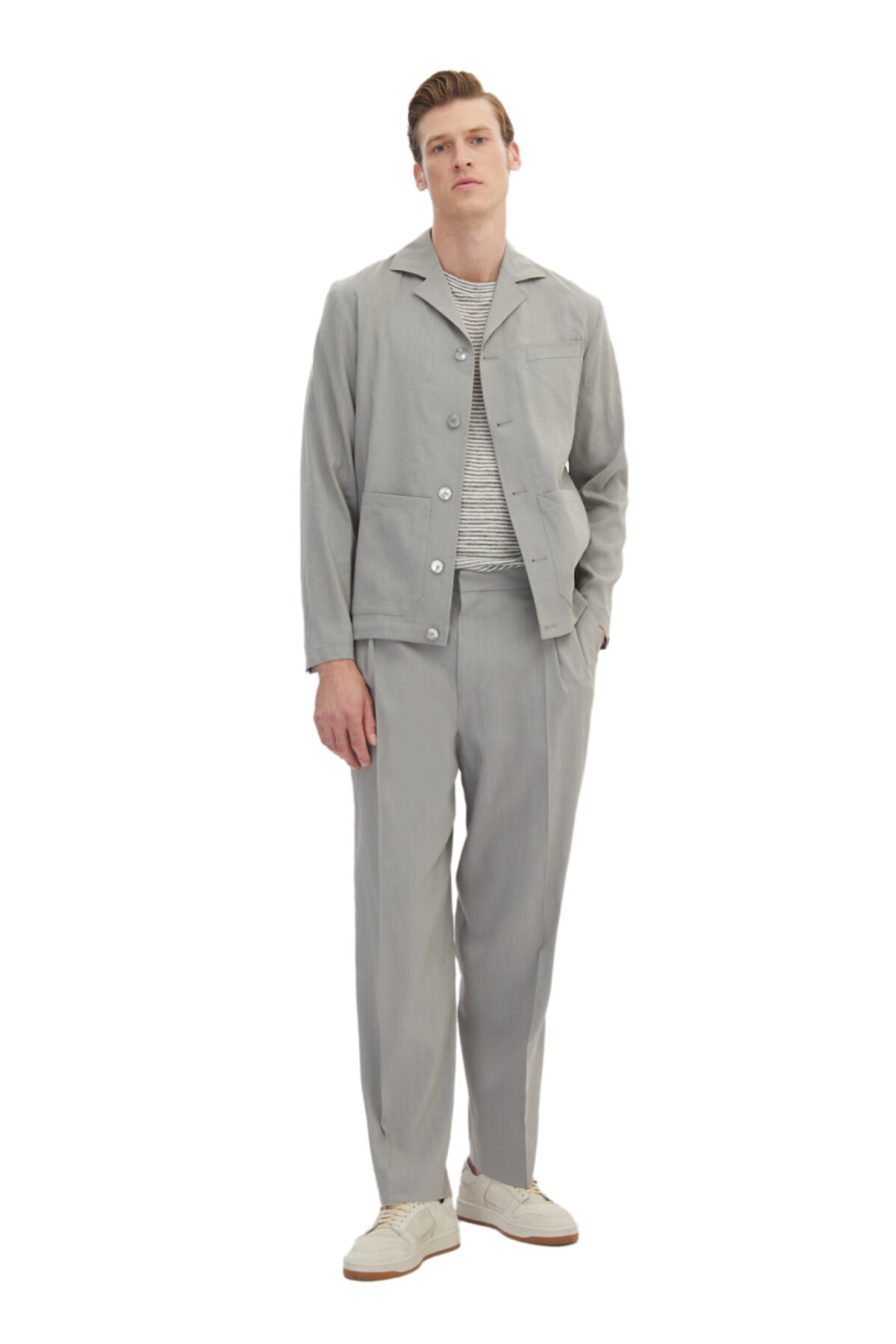Gri Düz Casual Fit Keten Karışımlı Takım Elbise — خاکستری 161250 — تصویر 2 از 7