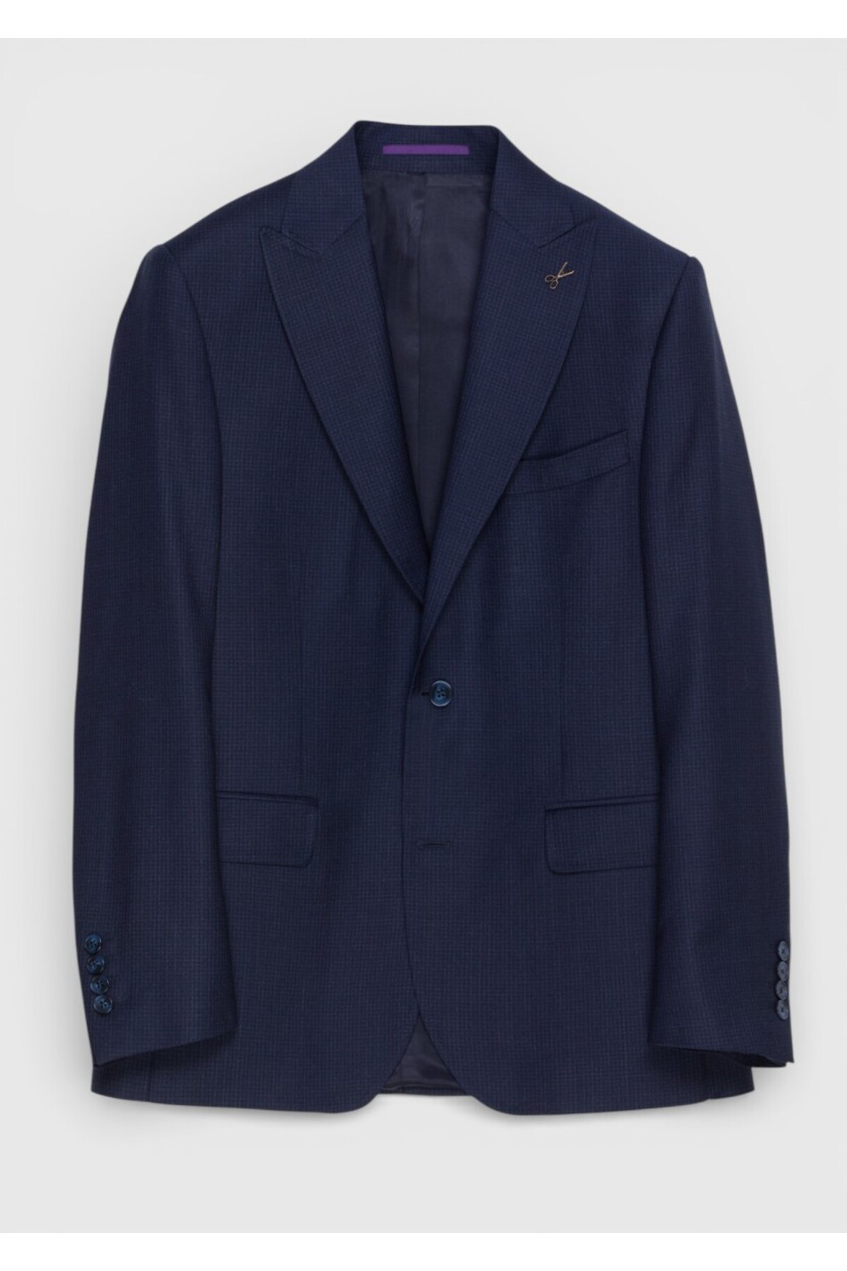 Lacivert Kareli Zeroweight Slim Fit %100 Yün Takım Elbise — رنگارنگ 10155910 — تصویر 5 از 7