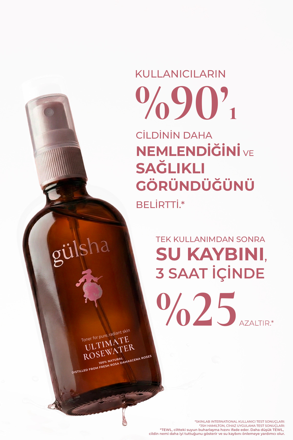 Nemlendirici Aydınlatıcı Gözenek Sıkılaştırmaya Yardımcı %100 Doğal Tam Gül Suyu Sprey 100 ml — 8680434310023 — تصویر 4 از 8