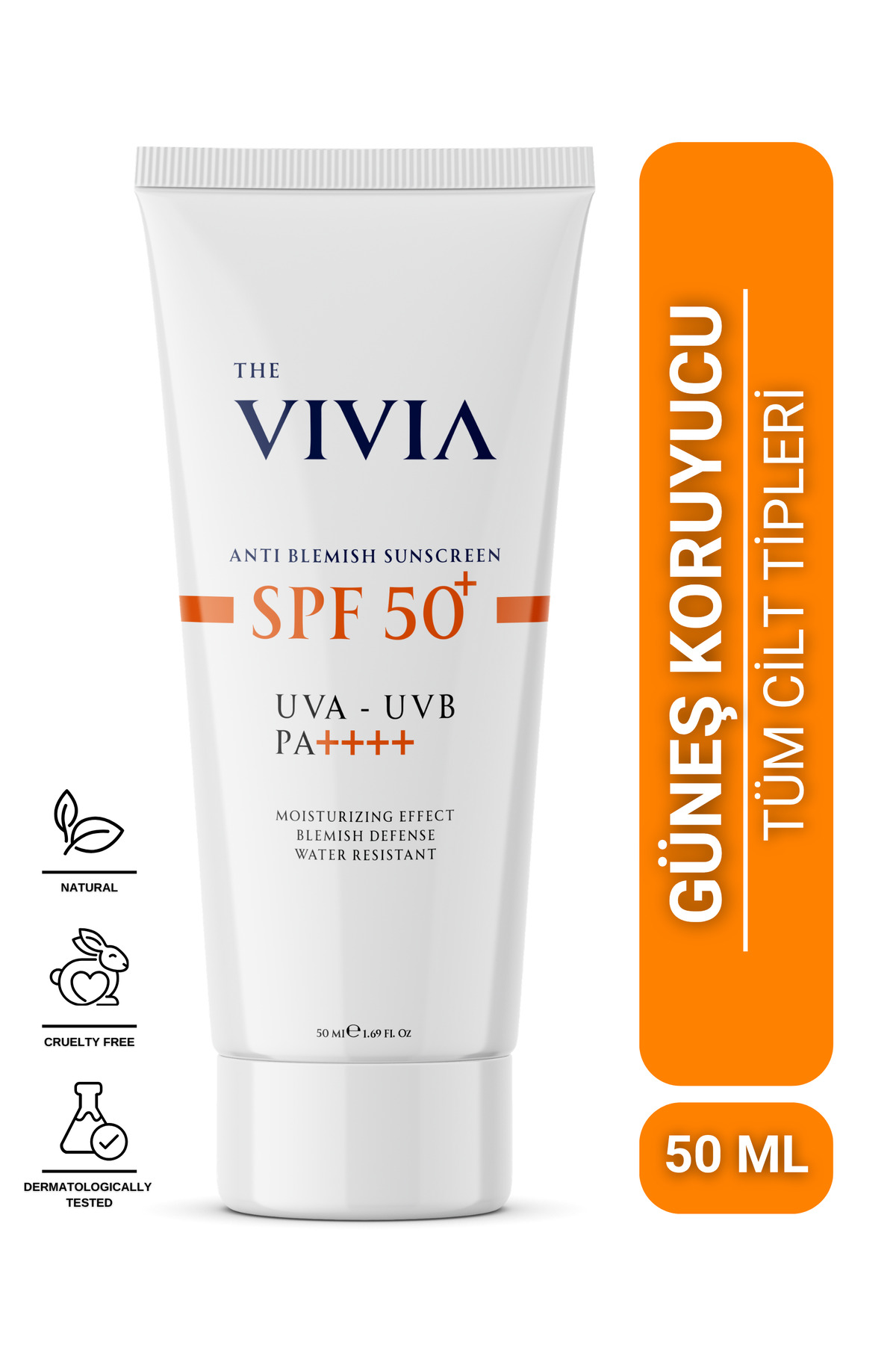 The Vivia Leke Karşıtı Yüksek Koruyucu Spf50 Yüz Güneş Kremi Tüm Cilt Tipleri 50 ml — GKSPF50+
