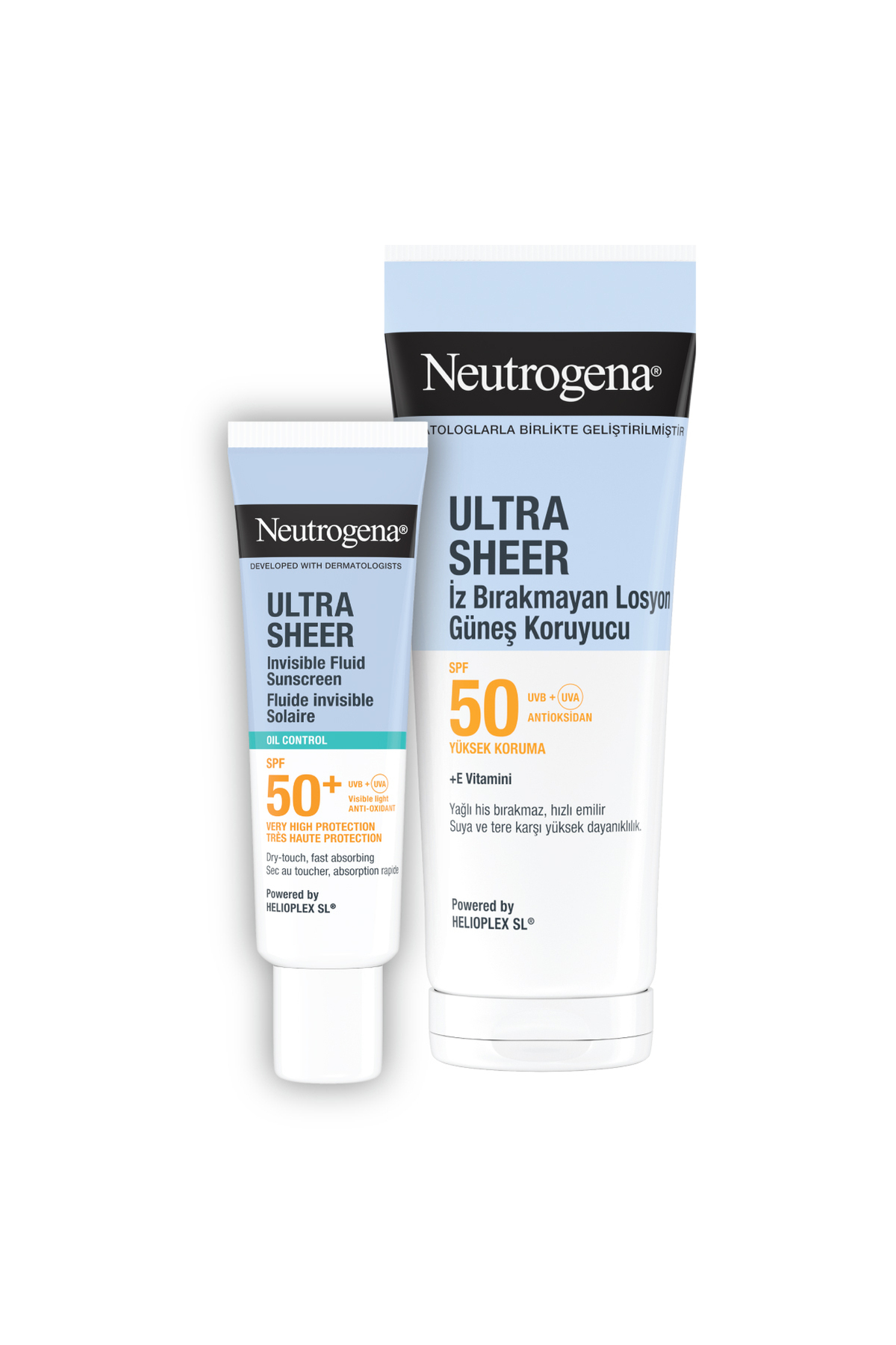 Ultra Sheer Oil Control Fluid SPF50+ Yüz Güneş Koruyucu 50 ml + Nemlendirici Güneş Koruyucu Losyon S — SET.CRE.1 — تصویر 3 از 3