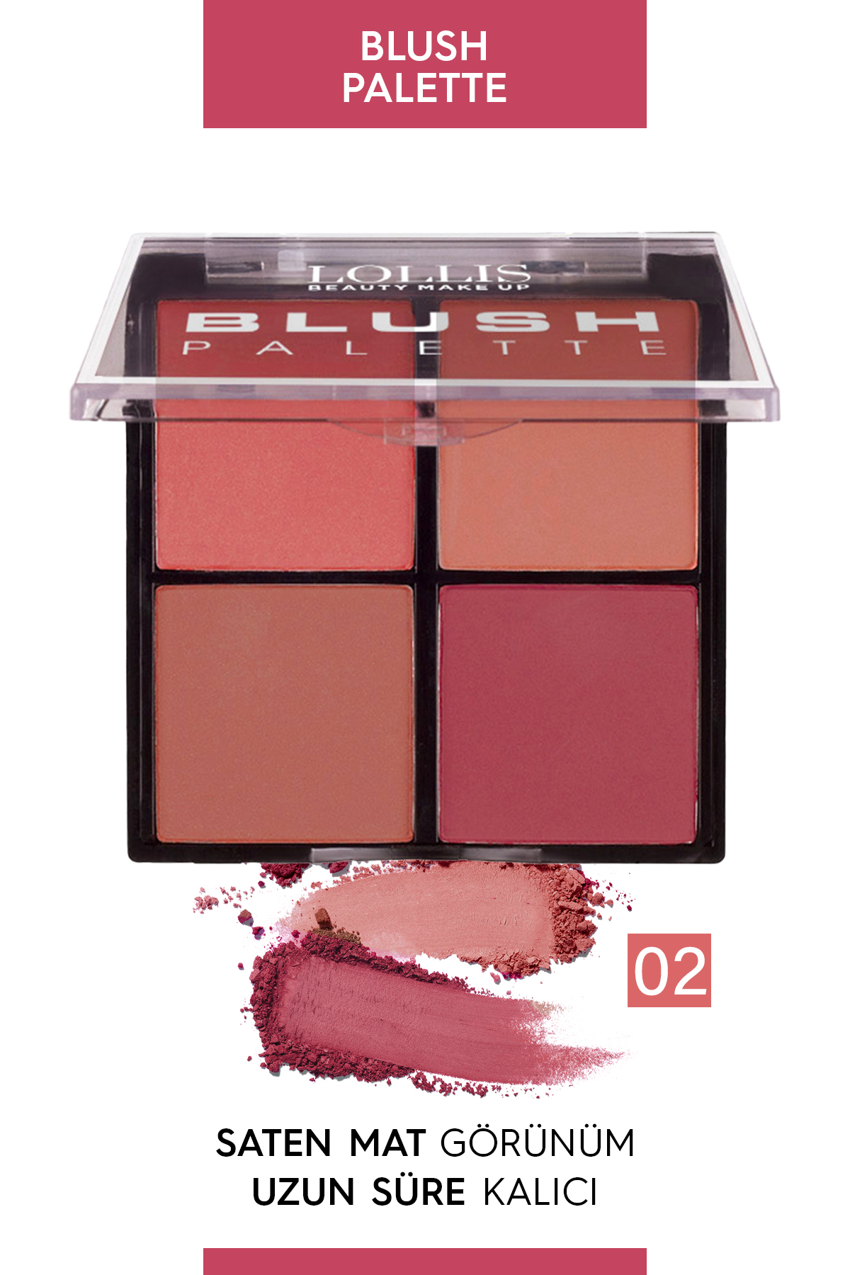 Lollis Blush Palette Allık Paleti 4 Renk Profesyonel 02 — صورتی
