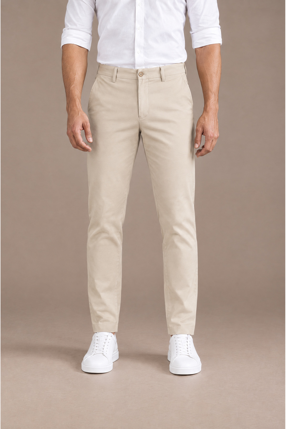Erkek Bej Klasik Kumaş Pantolon Slim Fit Likralı Bilek Boy Dar Paça — بژ ME1210 — تصویر 2 از 6