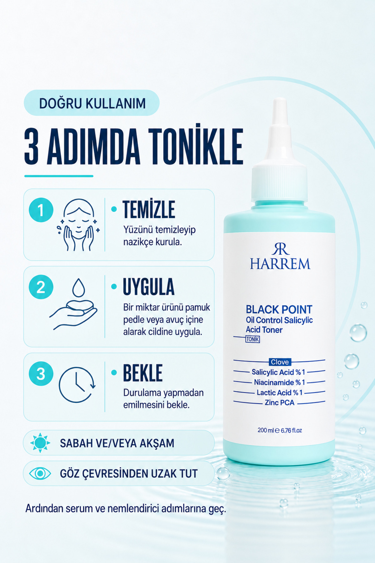 Akneli&yağlı Cilt Tipleri Için Saliyclic Acid Gözenek Sıkılaştırıcı Tonik 200 ml Black P.int — 00538 — تصویر 6 از 7