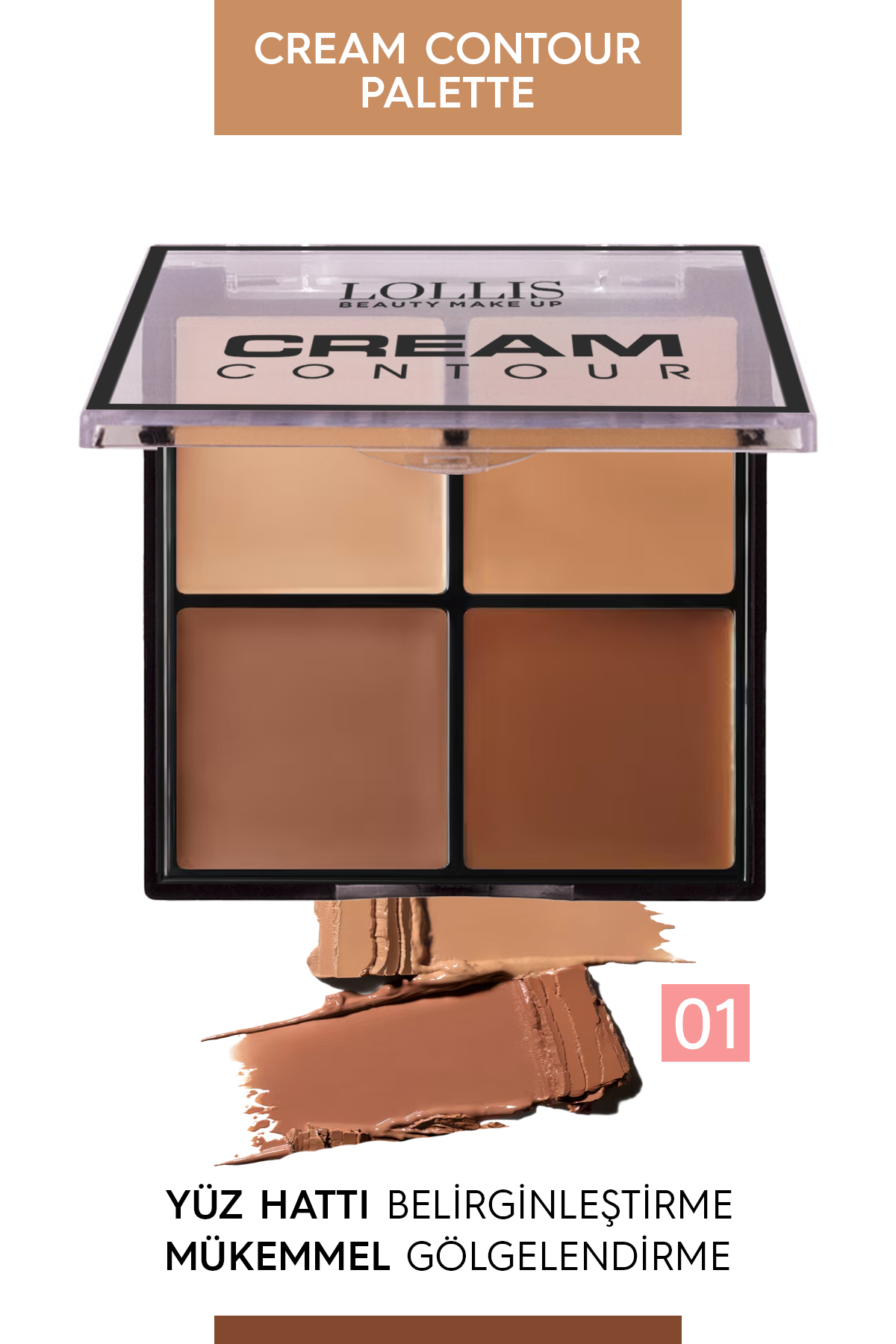 Lollis Krem Kontür Paleti 4 Renk, Cream Contour Palette 4 Color-01 — بژ 04