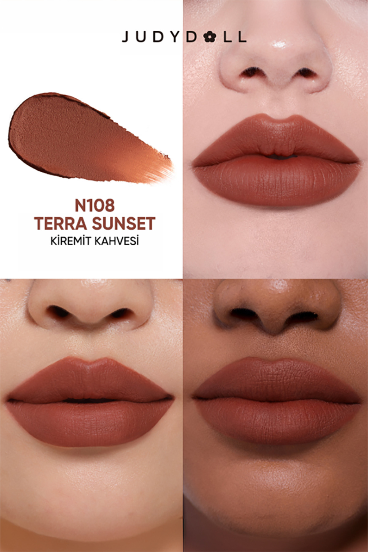 Cushion Matte Lock Lip Cream N108 Terra Sunset | Uzun Süre Kalıcı Nude Ruj — صورتی judydoll-9401429852437 — تصویر 3 از 9
