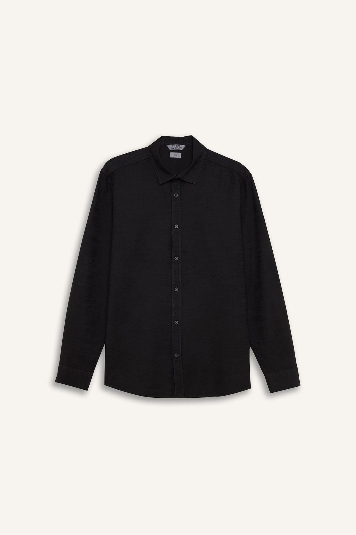 %100 Pamuk Slim Fit Basic Uzun Kollu Siyah Gömlek A4644AX23AU — مشکی — تصویر 7 از 8