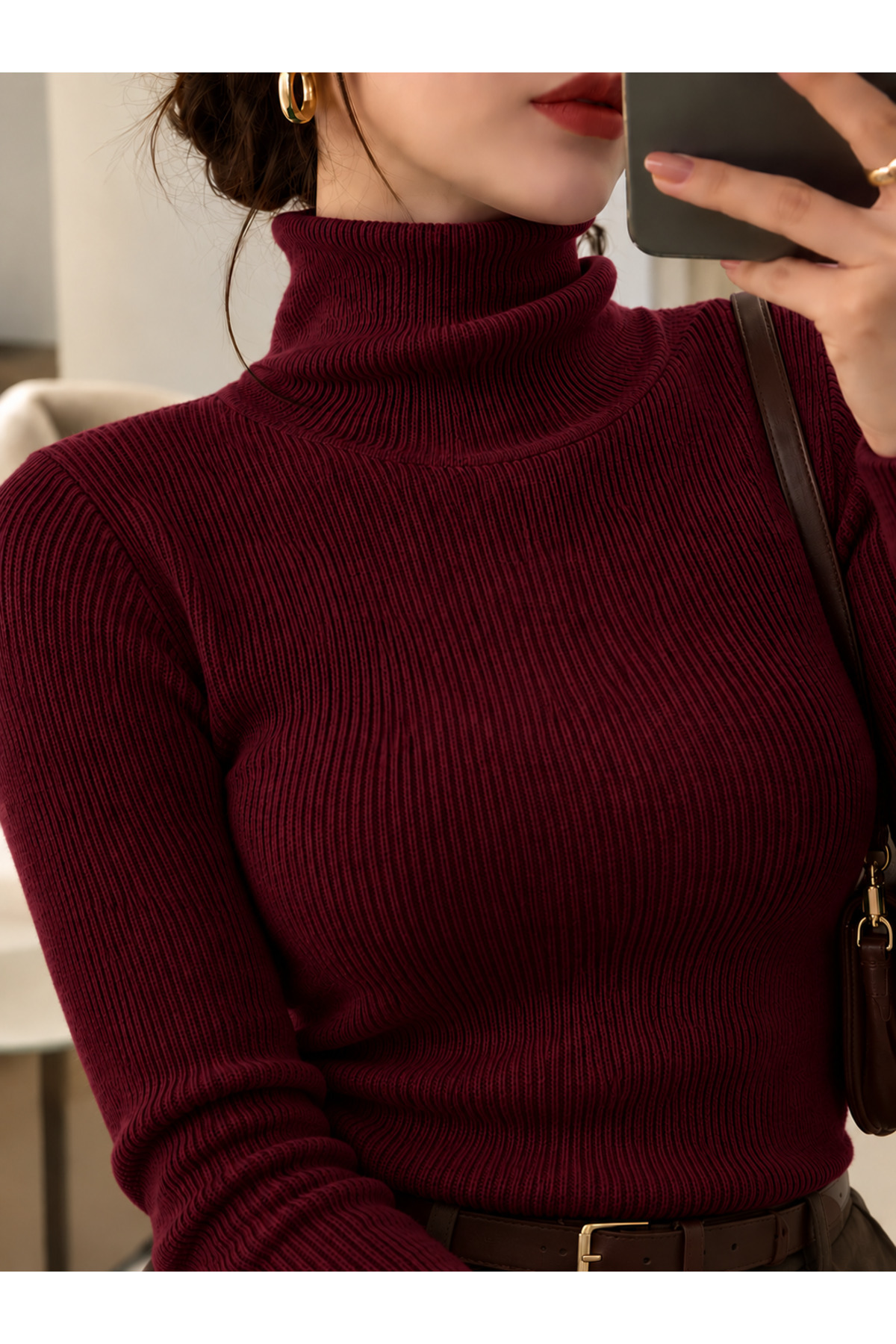 ژاکت بافتنی شرابی یونیسکس ژاکت یقه اسلیمفیت — زرشکی najjar99 — تصویر 2 از 2