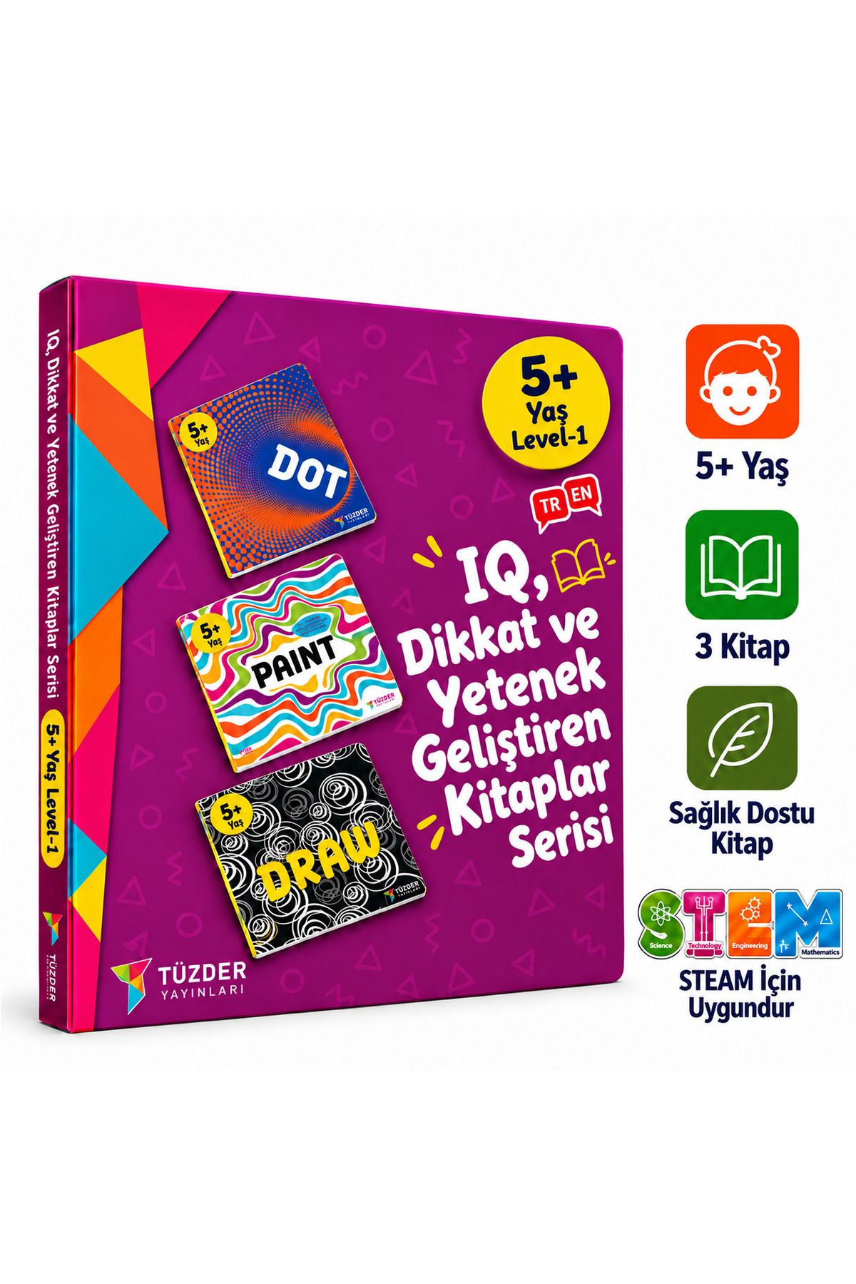 TÜZDER Yayınları 5+ Yaş Level-1 Dikkat Seti | IQ, Dikkat ve