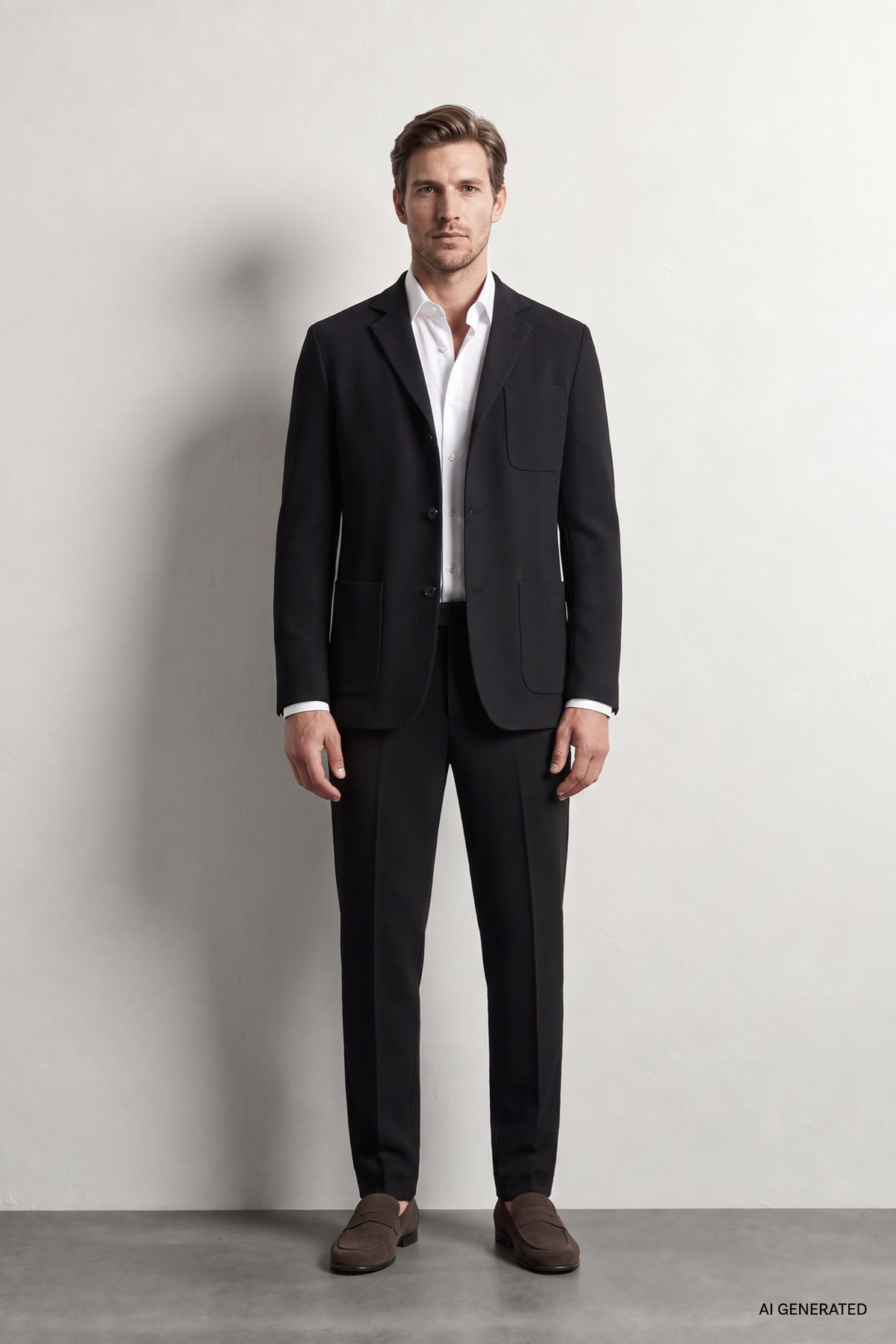 کت و شلوار مشکی طرح دار وافل Ds Damat Comfort — مشکی 6HC05ORT00601 — تصویر 2 از 8