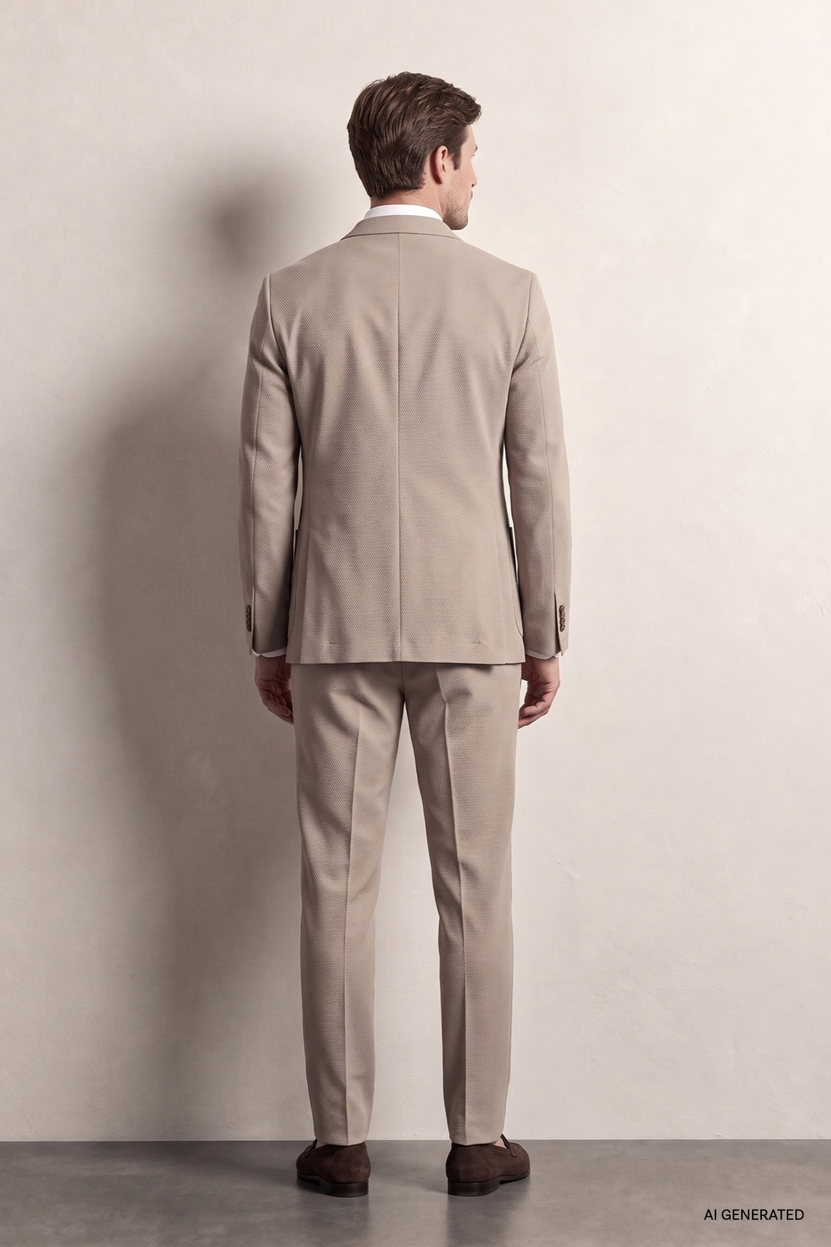 کت و شلوار طرح دار وافل بژ راحتی دی دامات — بژ 6HC05ORT00601 — تصویر 3 از 8