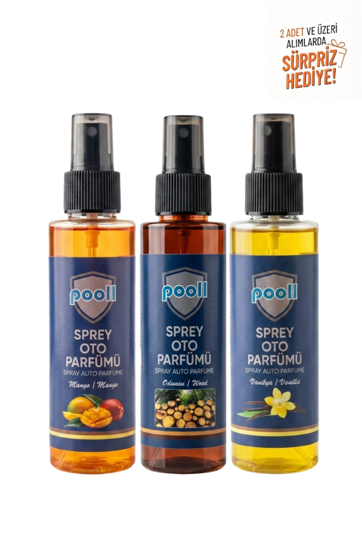 POOLL Araç Kokusu Araba Parfümü Araç İçi Sprey Oto Parfüm 150 ML Odunsu, Vanilya ve Mango