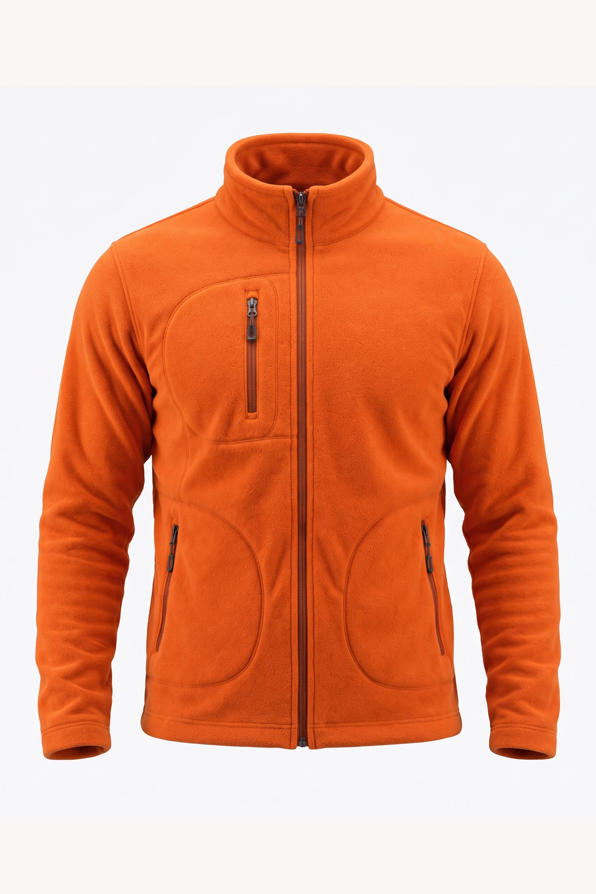 Unisex Rüzgar Geçirmez 3 Cepli Pro Outdoor Tam Fermuarlı Polar Ceket Hırka — نارنجی 3032 — تصویر 2 از 3