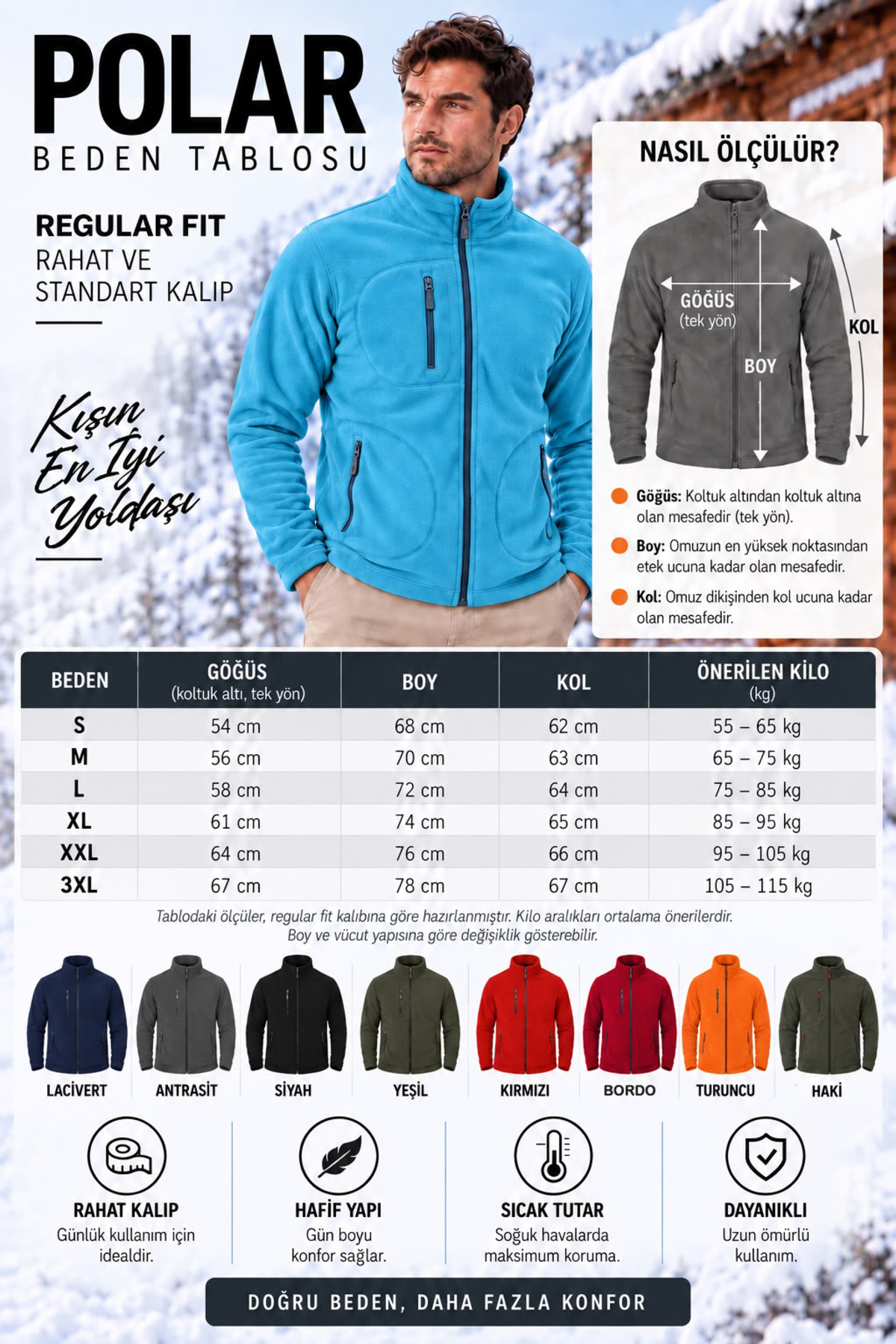 Unisex Rüzgar Geçirmez 3 Cepli Pro Outdoor Tam Fermuarlı Polar Ceket Hırka — آبی 3032 — تصویر 3 از 3