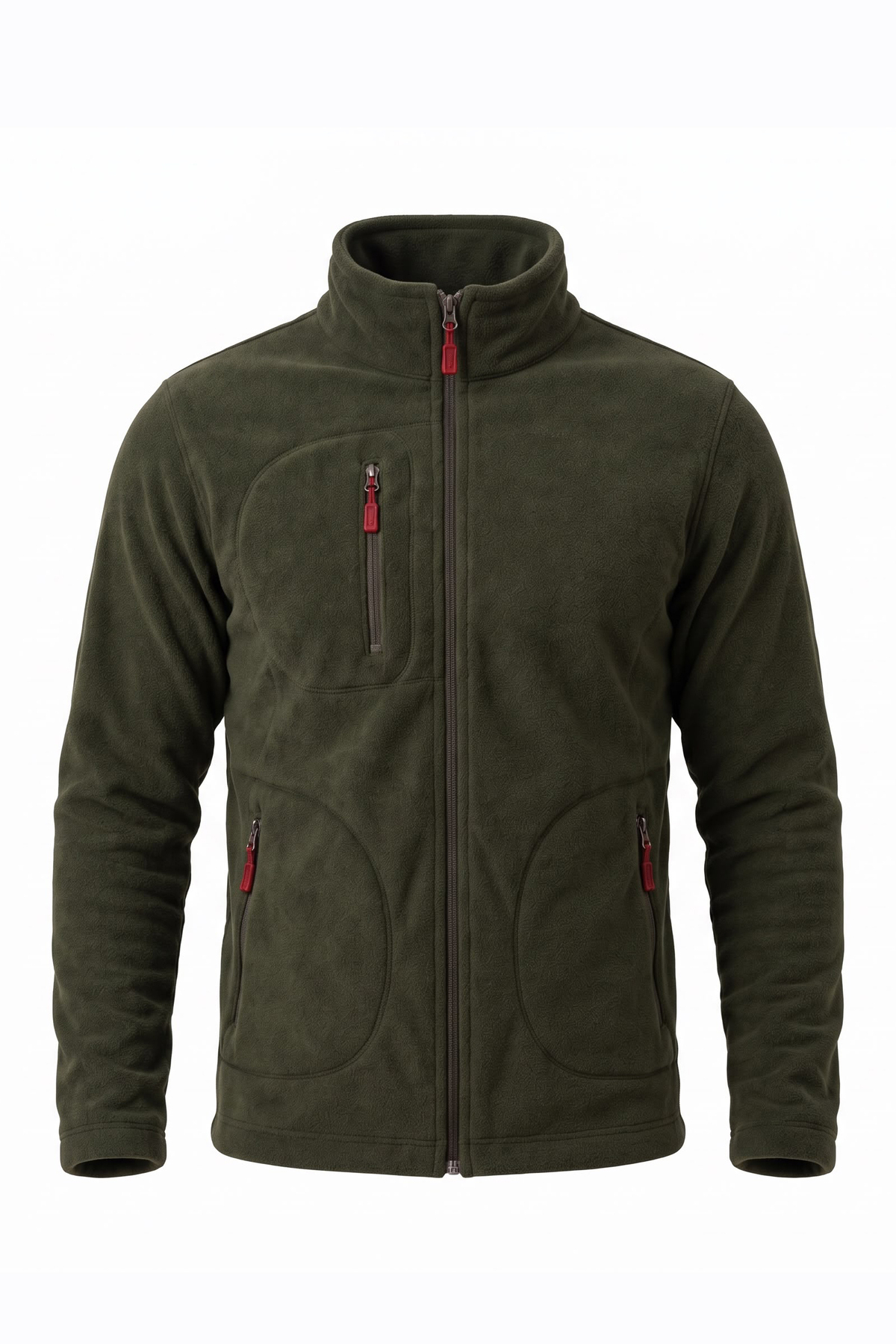 Unisex Rüzgar Geçirmez 3 Cepli Pro Outdoor Tam Fermuarlı Polar Ceket Hırka — خاکی 3032 — تصویر 2 از 3