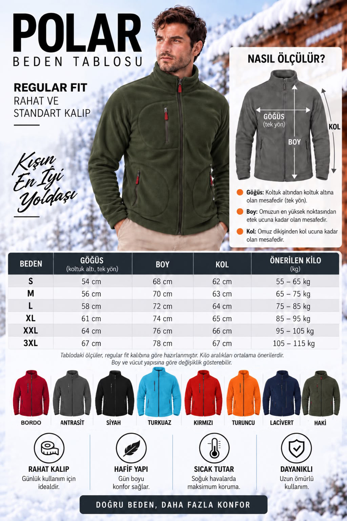 Unisex Rüzgar Geçirmez 3 Cepli Pro Outdoor Tam Fermuarlı Polar Ceket Hırka — خاکی 3032 — تصویر 3 از 3