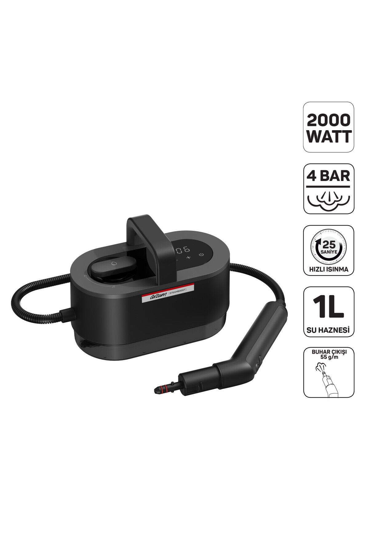 Arzum AR4353 Steamboost Digi Buharlı Temizleyici, Siyah - Fiyatı