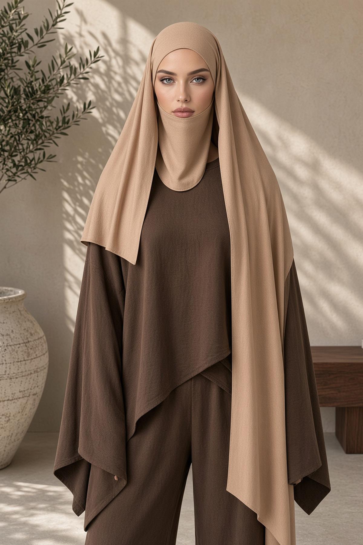 Aisha's Design Boyun Kapatan Peçe Özellikli Penye Boneli Şal,PS-58 - Fiyatı