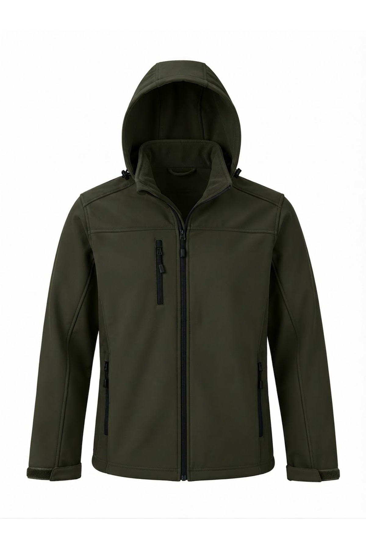 Softshell Ceket Su İtici Rüzgâr Geçirmez Çıkarılabilir Kapüşonlu 5 Cepli — خاکی 0002