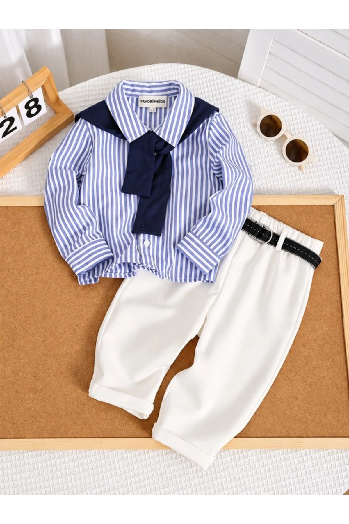 favorimkids Riviera Çizgili Gömlek & Pantolon 2’li Takım
