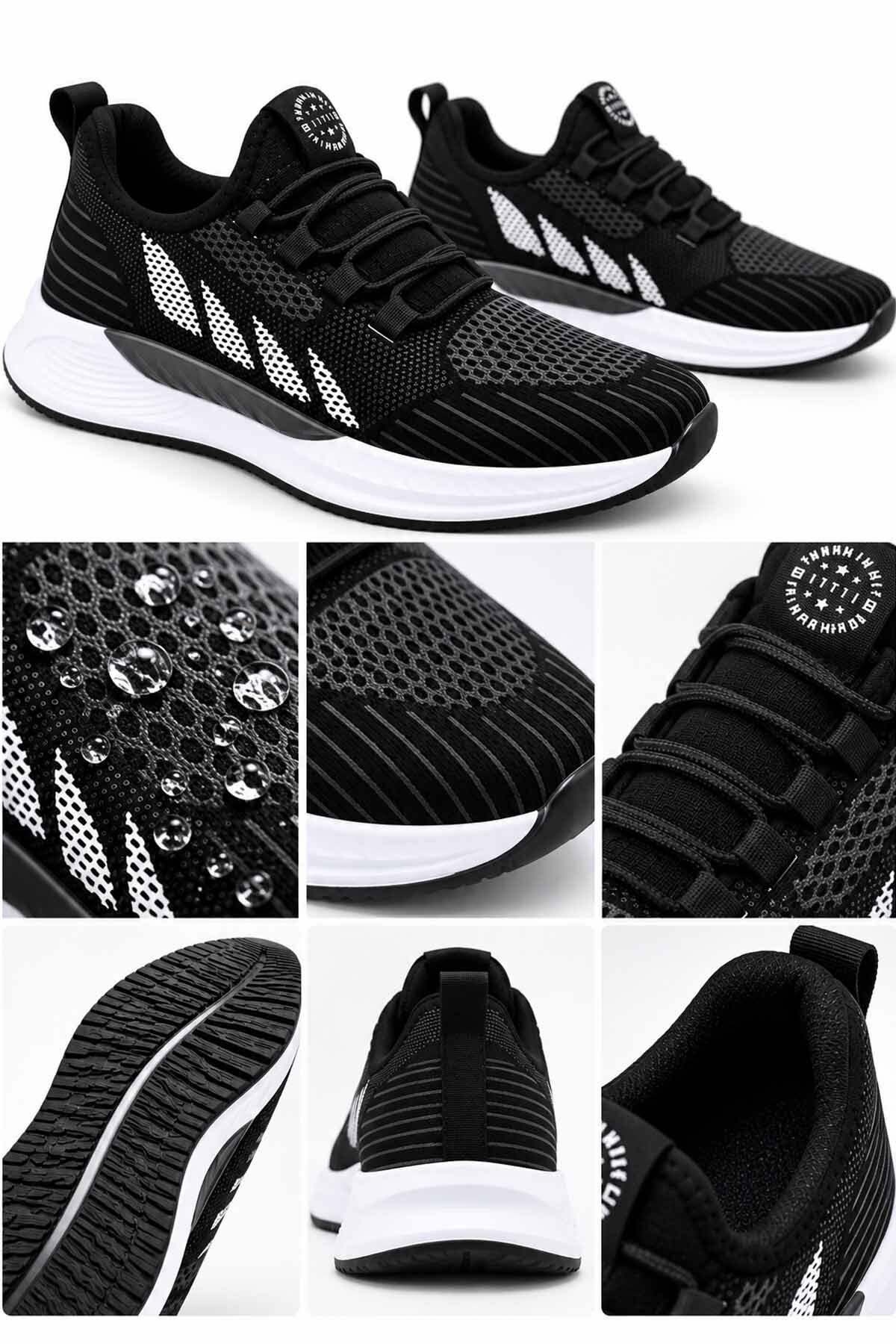 Unisex Günlük Spor Ayakkabı Siyah/Beyaz Su İtici Yüzey Esnek Taban Sneaker — مشکی TYC895B7304A22801A9245500 — تصویر 4 از 8