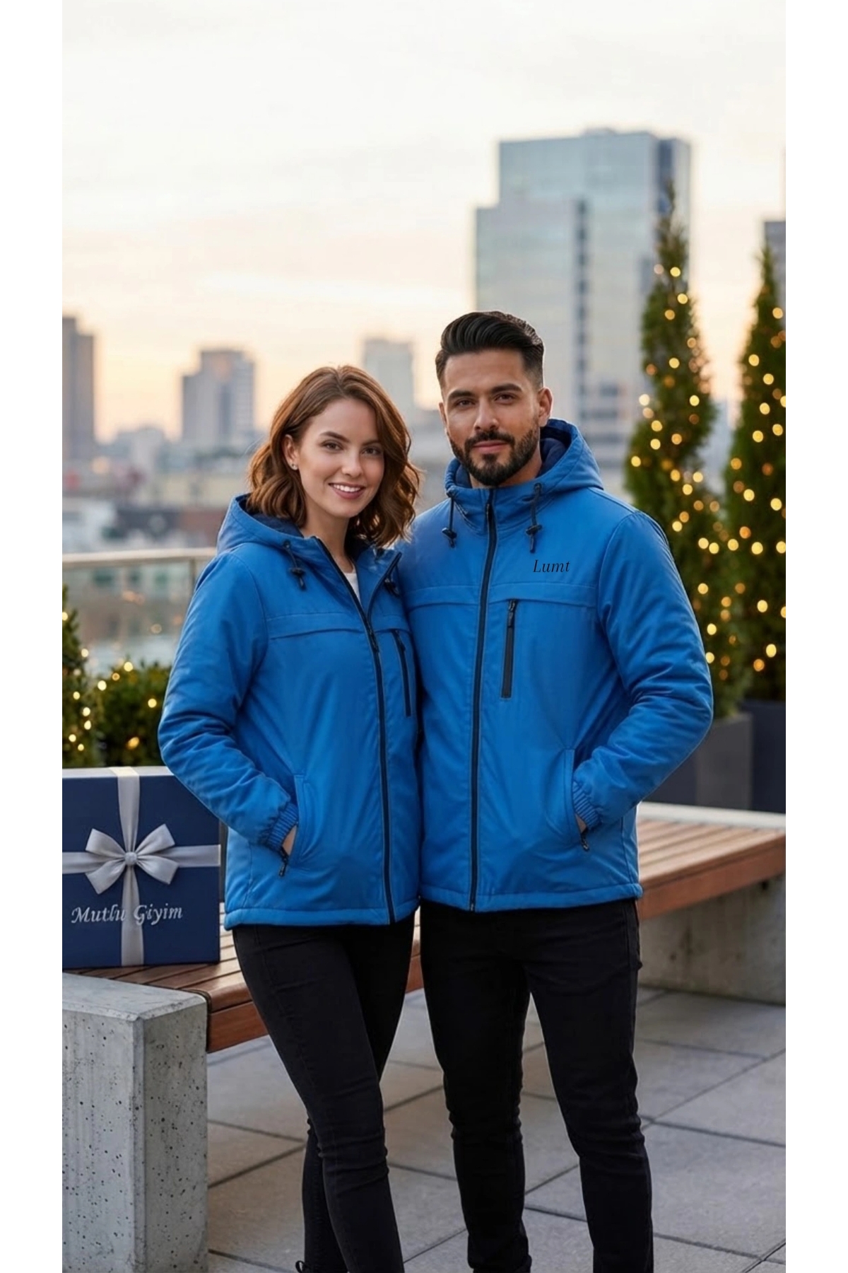 Sax Mavi İçi Polarlı Yağmurluk Rüzgarlık Ceket Bay Uyumlu 3 cepli Çıkarılabilir Kapşonlu ve Ayarlanabilir Bel Lastikli Unisex Su ve Rüzgar İtici / Fleece - Lined Raincoat / Windbreaker Unisex — آبی 161616