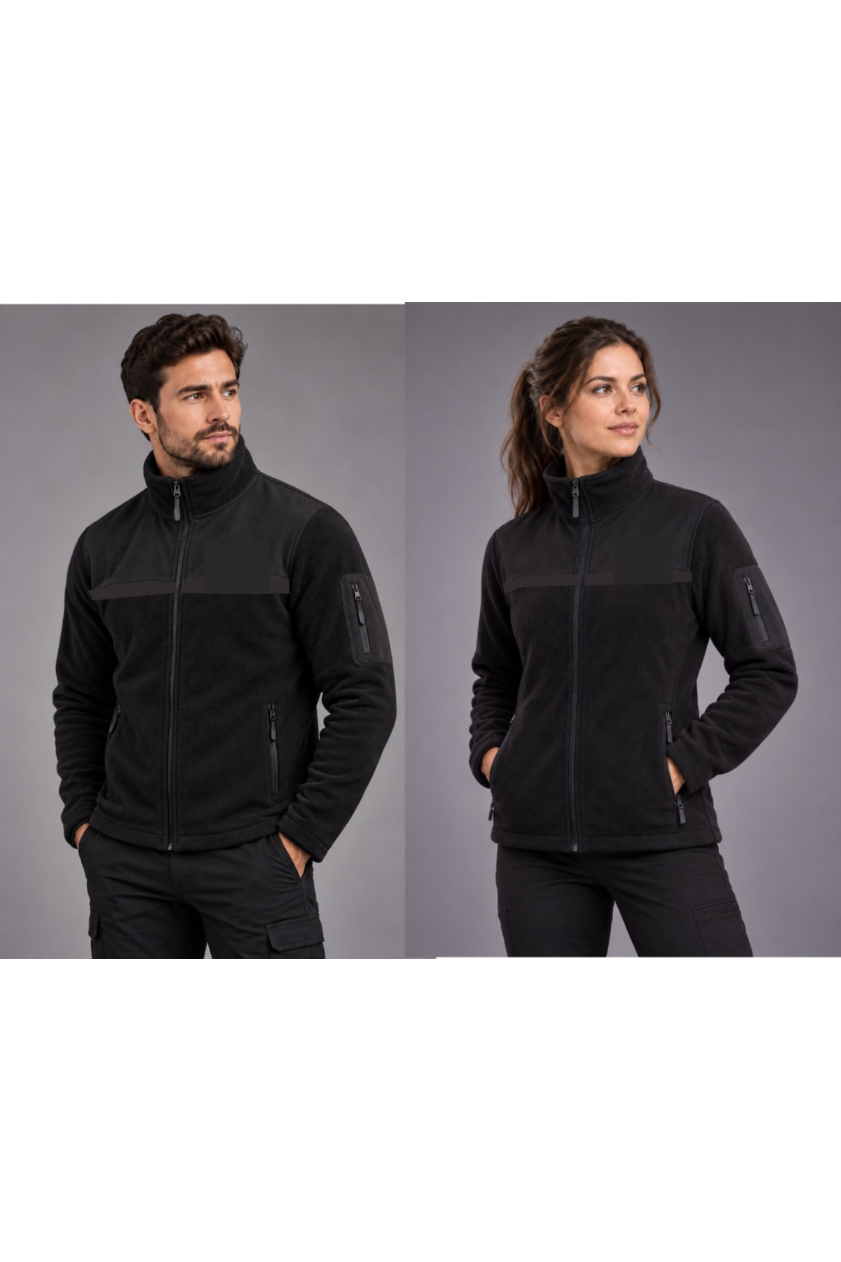 Soft Shell Polar Hırka 3 Cepli Anti-Pilling Tüylenme Yapmayan Tam Fermuar Garnili Polar — مشکی SFTP