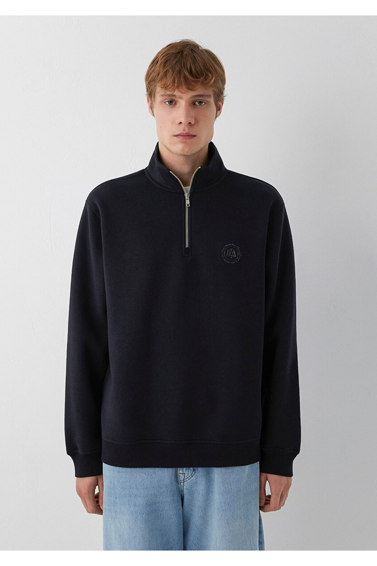 سویشرت مردانه نیمه زیپ M0S20112 Seal Logo مشکی — مشکی Kids-AST11885 — تصویر 3 از 8