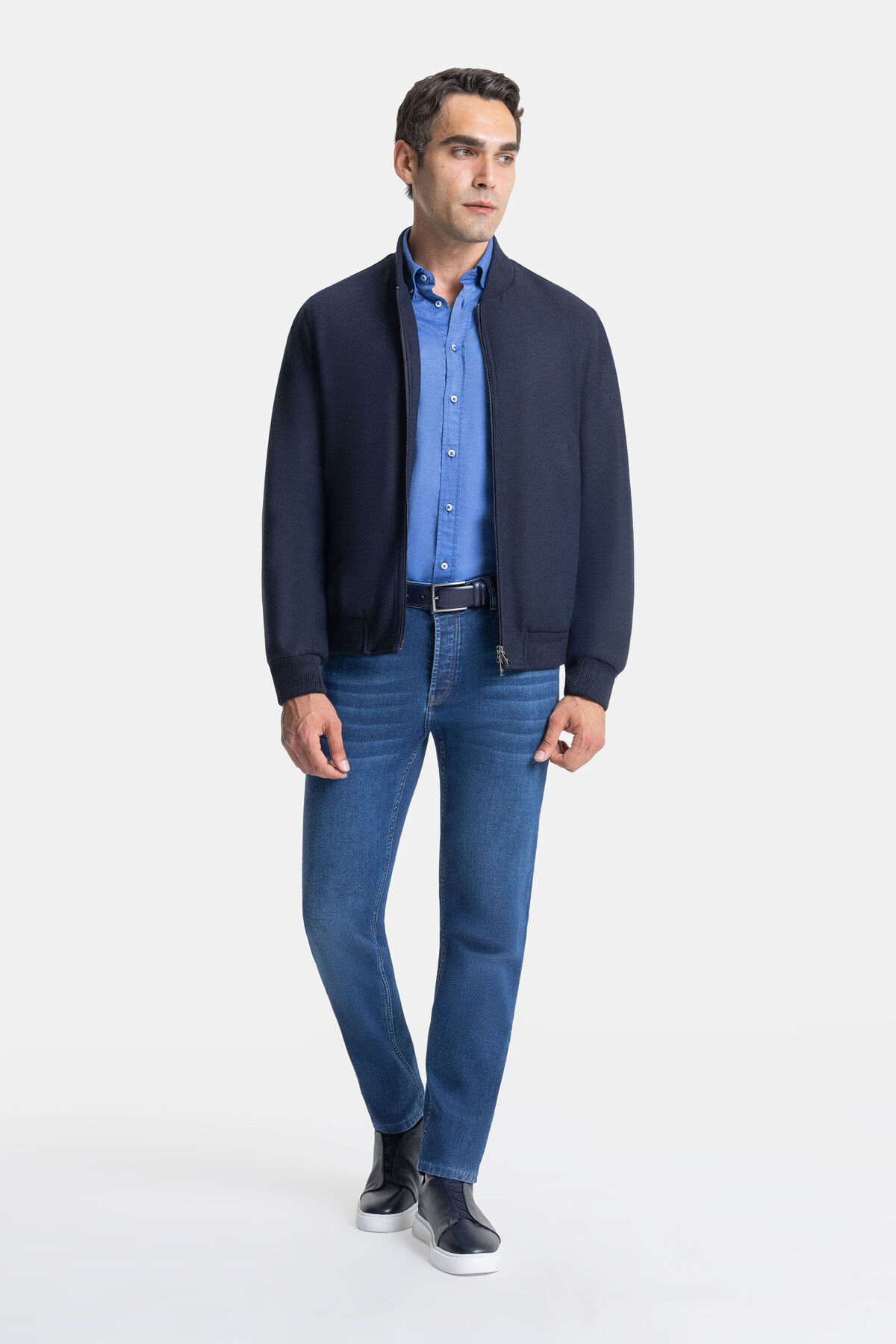 FERMUARLI LACİVERT YÜN MONT — سرمه‌ای M403457092 — تصویر 7 از 7