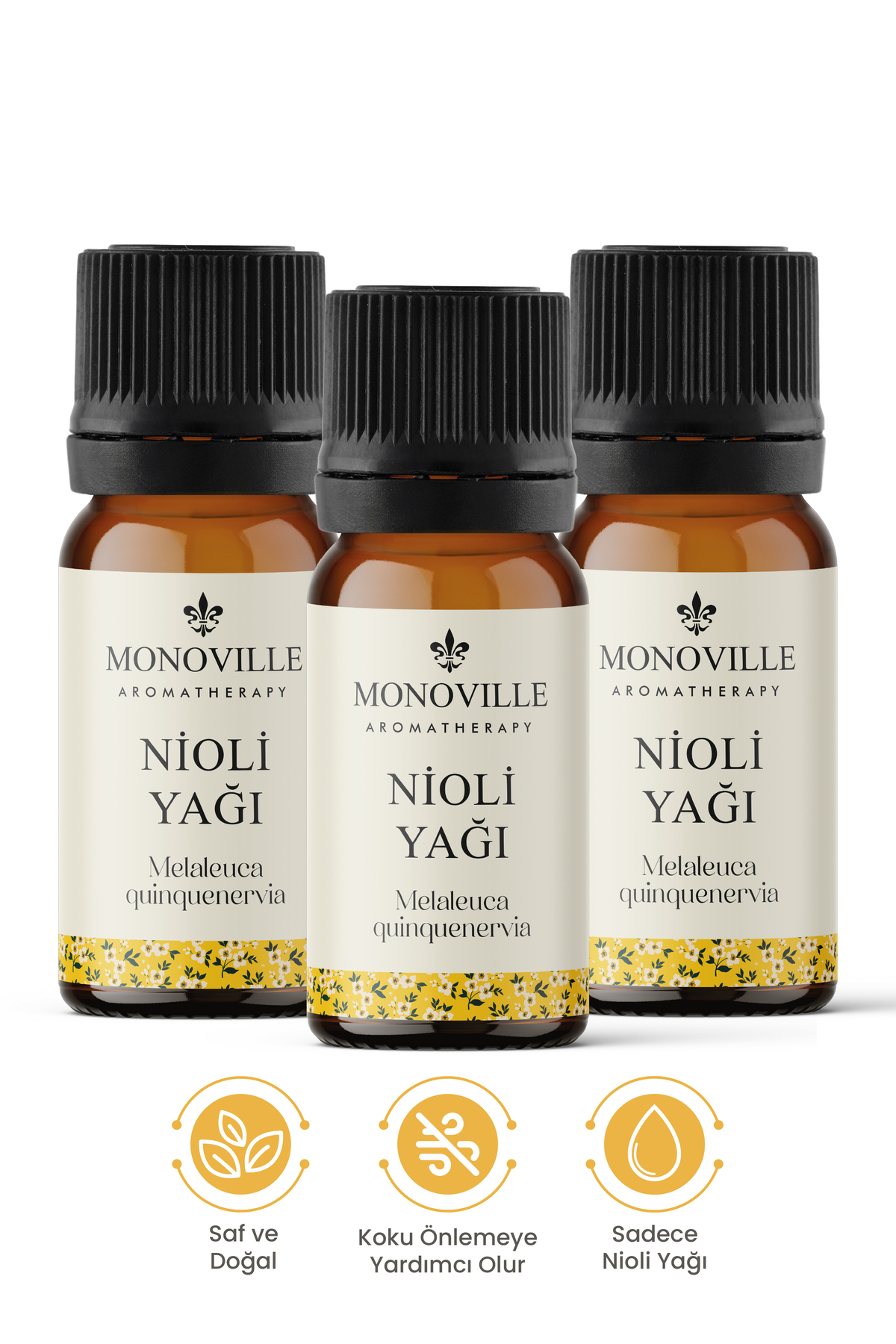 Monoville Nioli Uçucu Yağı 3'lü Set Saf ve Doğal (Niaouli Essential Oil) 3x10 ml