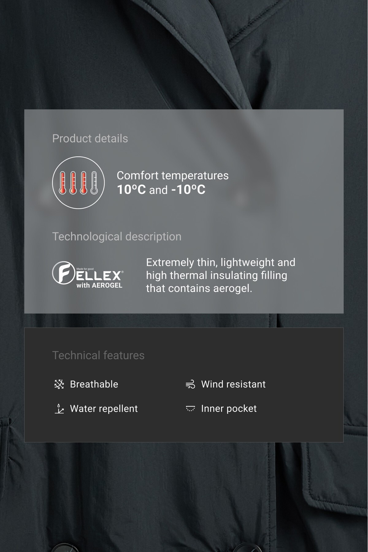 کت جکت میدی پر شده با AEROGEL برند FELLEX®