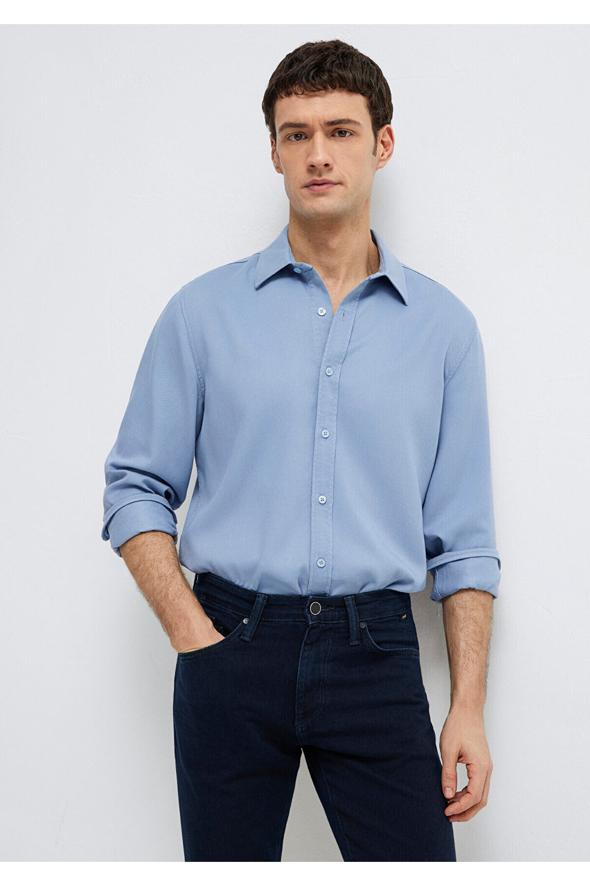 (TENCEL™) لیوسل پیراهن منظم / برش معمولی 0210818-70813 — آبی — تصویر 2 از 8