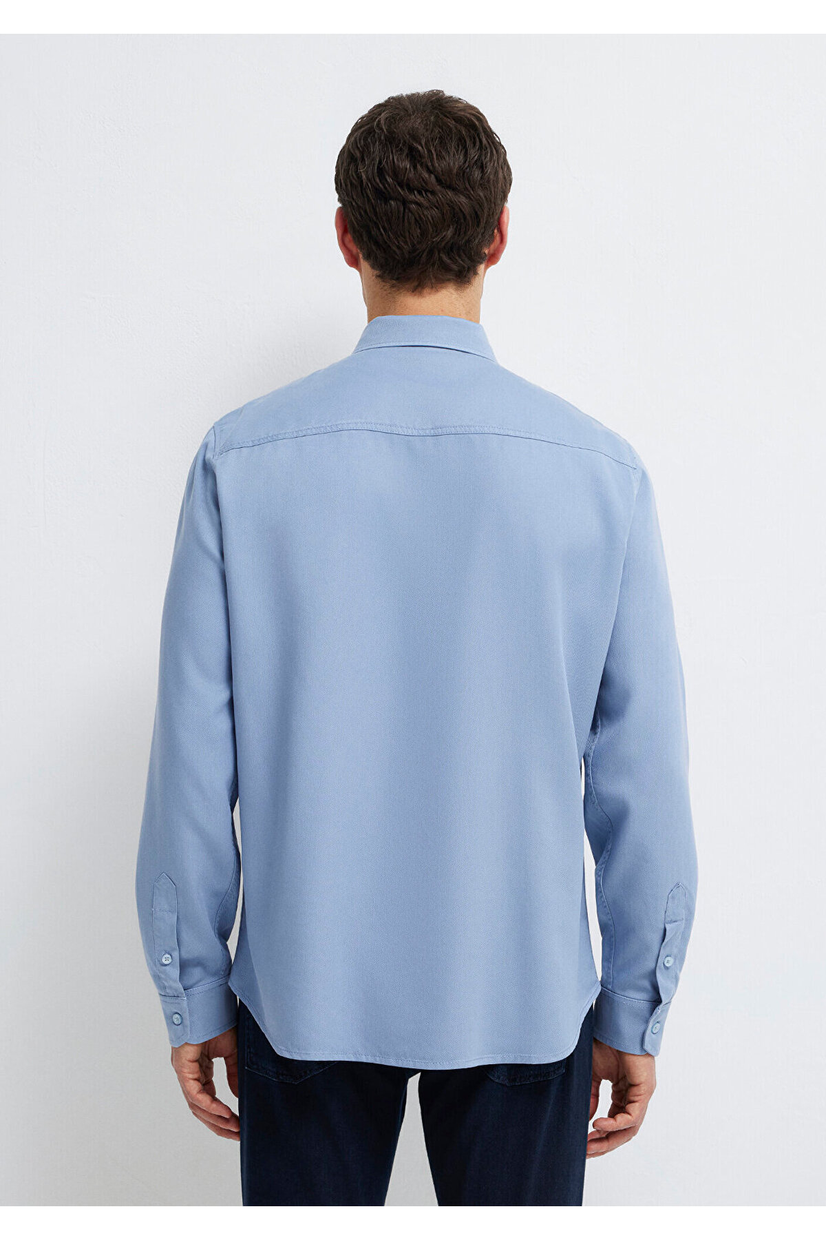 (TENCEL™) لیوسل پیراهن منظم / برش معمولی 0210818-70813 — آبی — تصویر 6 از 8