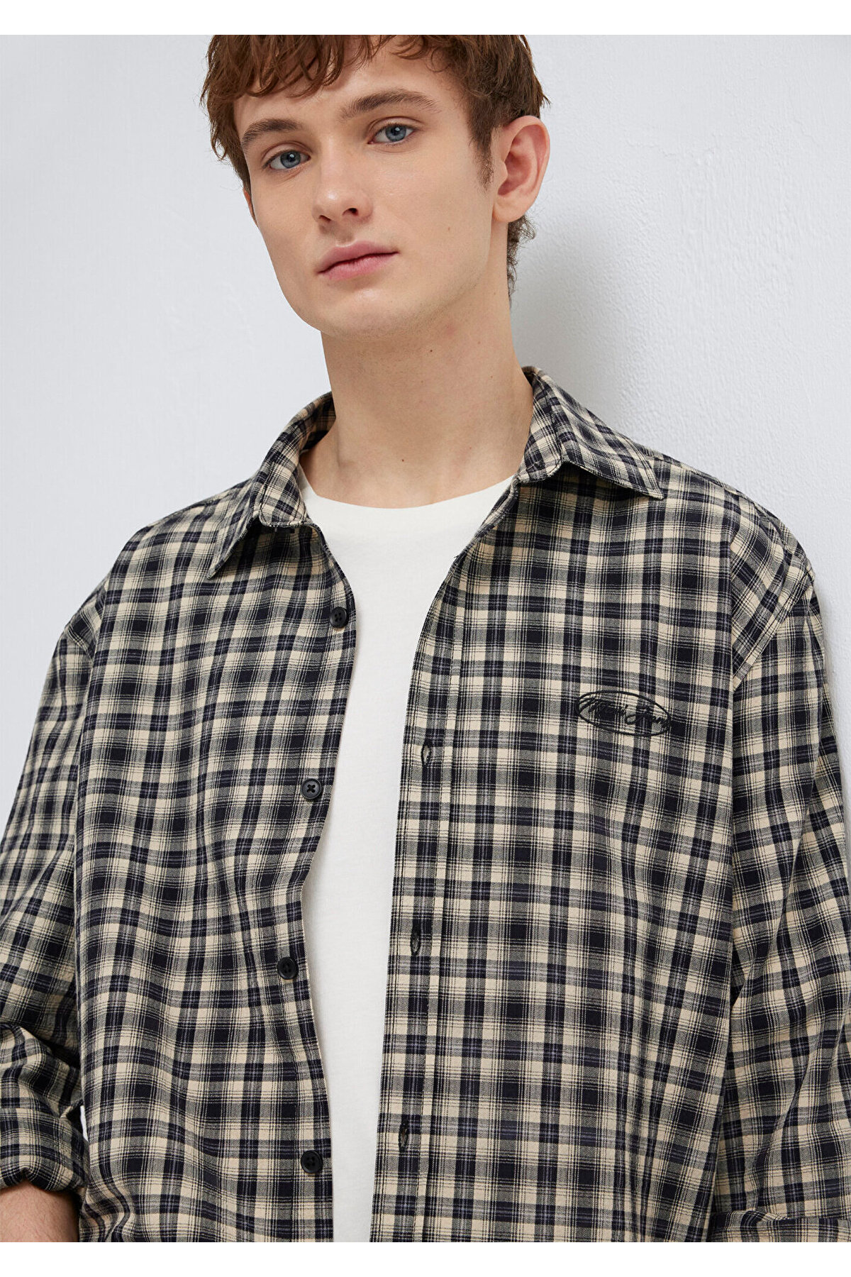 Mavi Jeans Nakışlı Siyah Ekose Gömlek Loose Fit / Bol Rahat Kesim 0211880-91417 — مشکی
