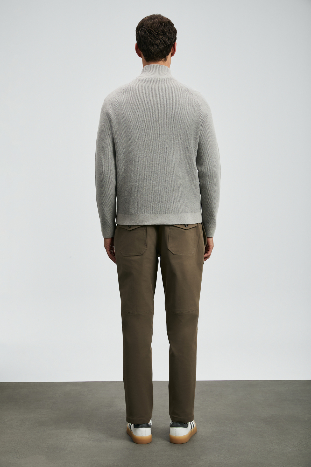 112100075 ژاکت مردانه ژاکت کش باف پشمی مردانه کهربایی GRAY — قهوه‌ای — تصویر 6 از 6