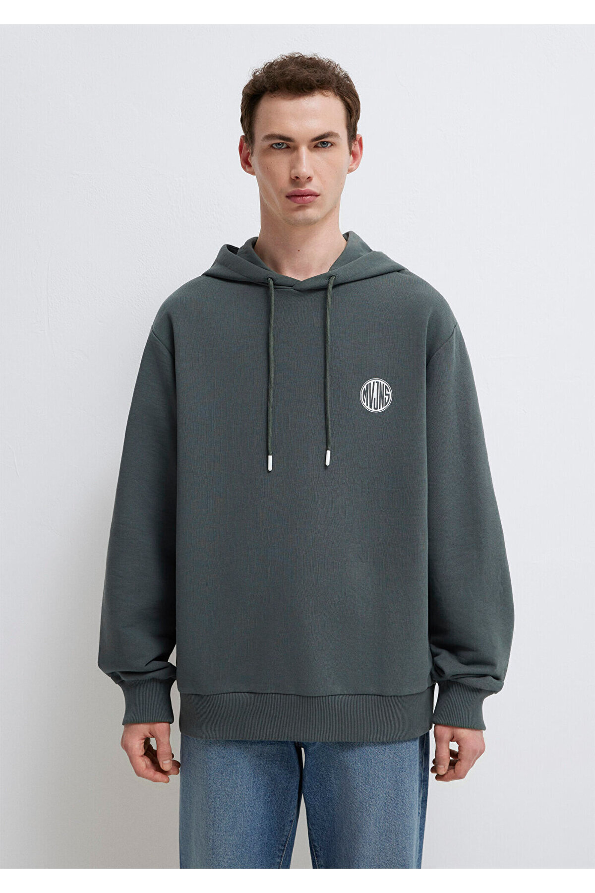 MVJNS Logo Baskılı Kapüşonlu Yeşil Sweatshirt 0611786-71598 — سبز — تصویر 3 از 8