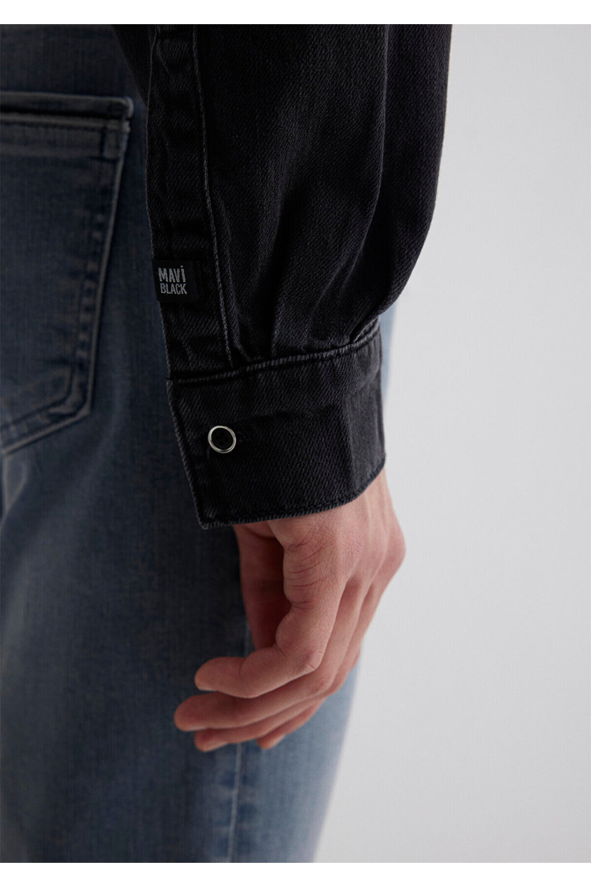 Jayden Black Koyu Gri Jean Gömlek Regular Fit / Normal Kesim 0211065-89297 — آبی — تصویر 7 از 8