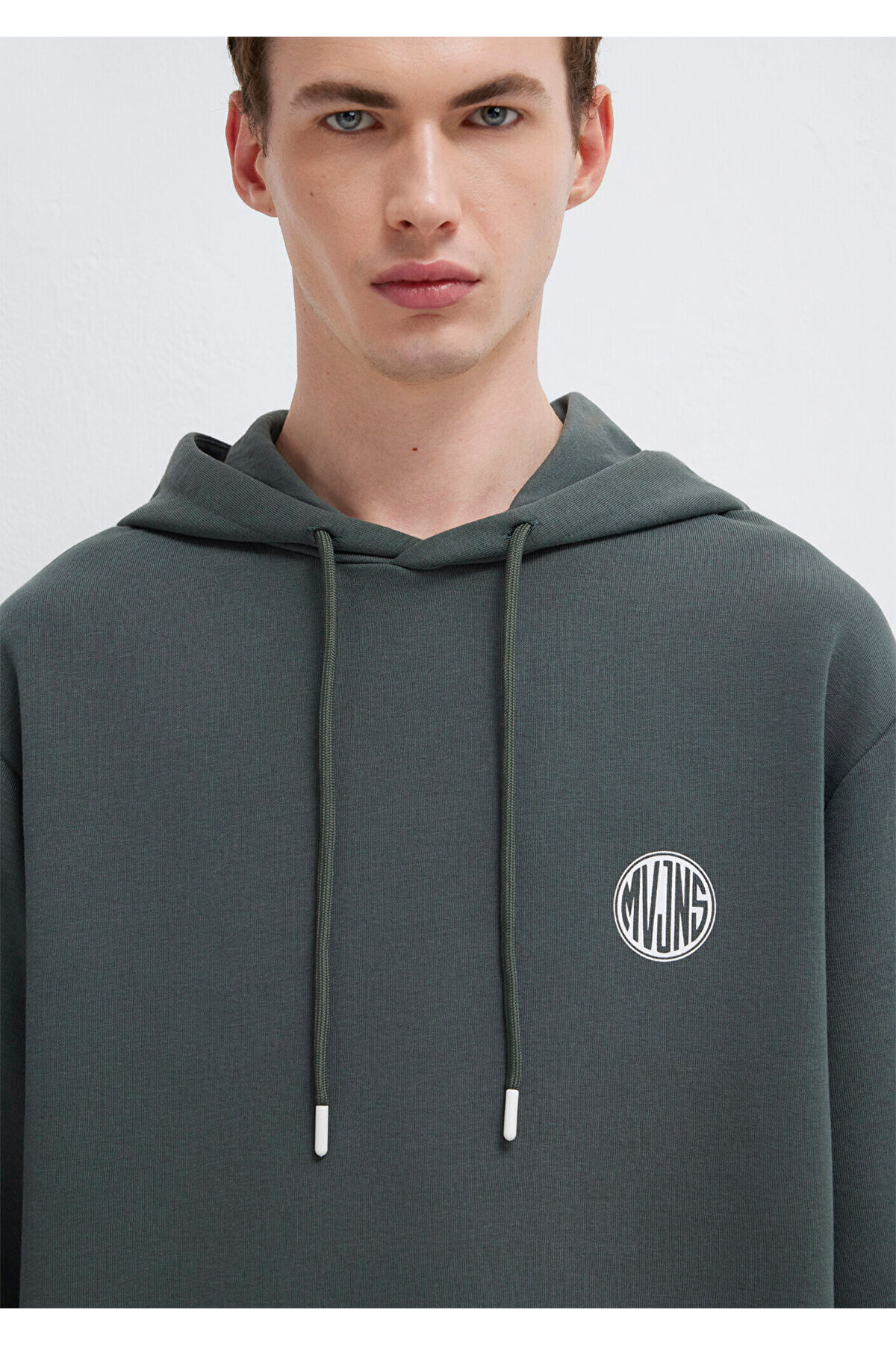 MVJNS Logo Baskılı Kapüşonlu Yeşil Sweatshirt 0611786-71598 — سبز — تصویر 6 از 8