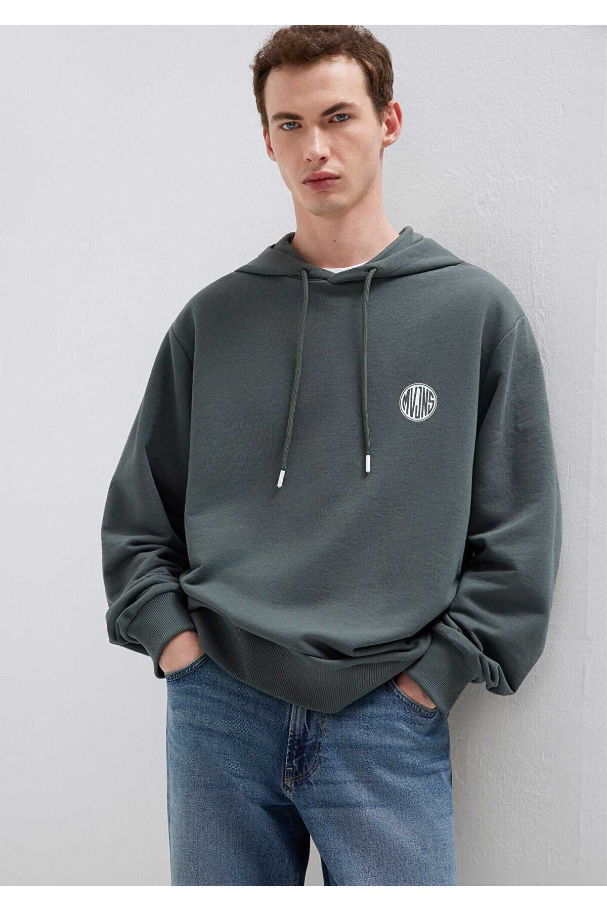 MVJNS Logo Baskılı Kapüşonlu Yeşil Sweatshirt 0611786-71598 — سبز — تصویر 2 از 8