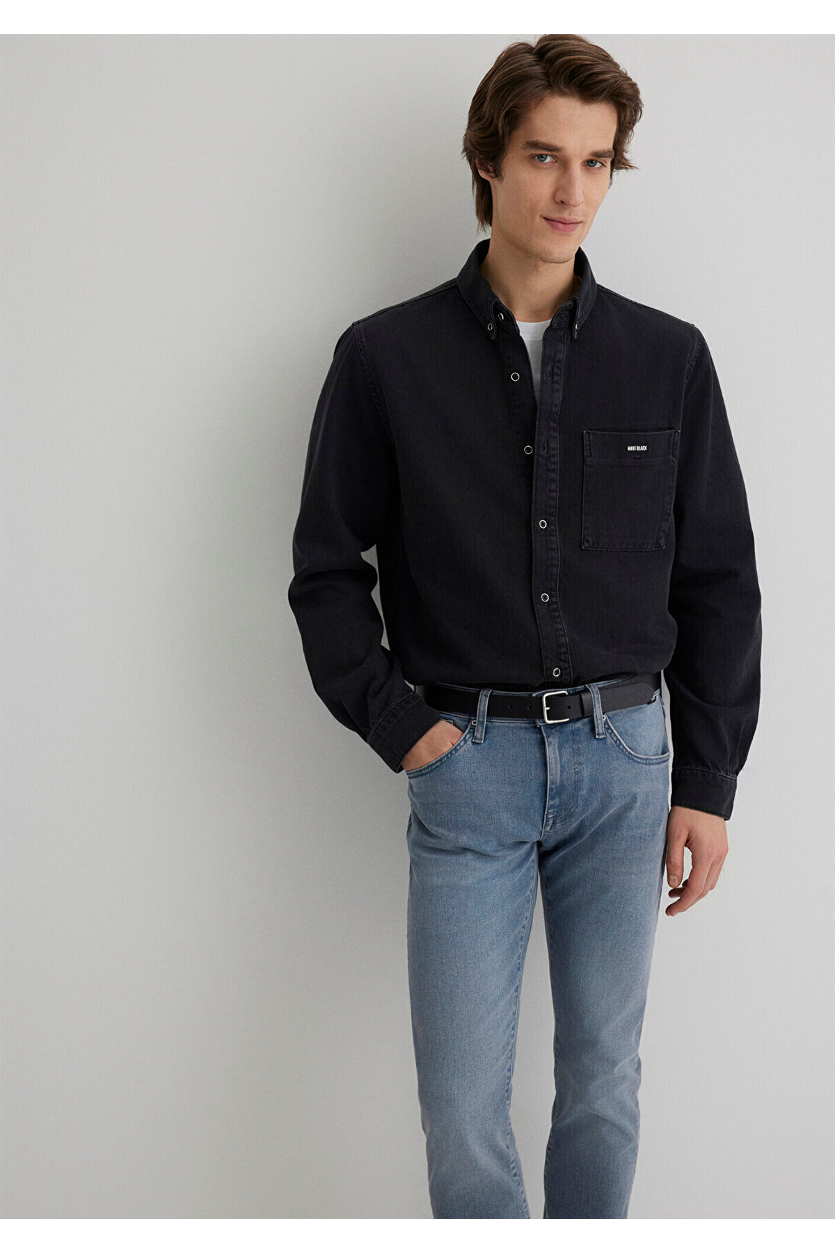 Jayden Black Koyu Gri Jean Gömlek Regular Fit / Normal Kesim 0211065-89297 — آبی — تصویر 3 از 8
