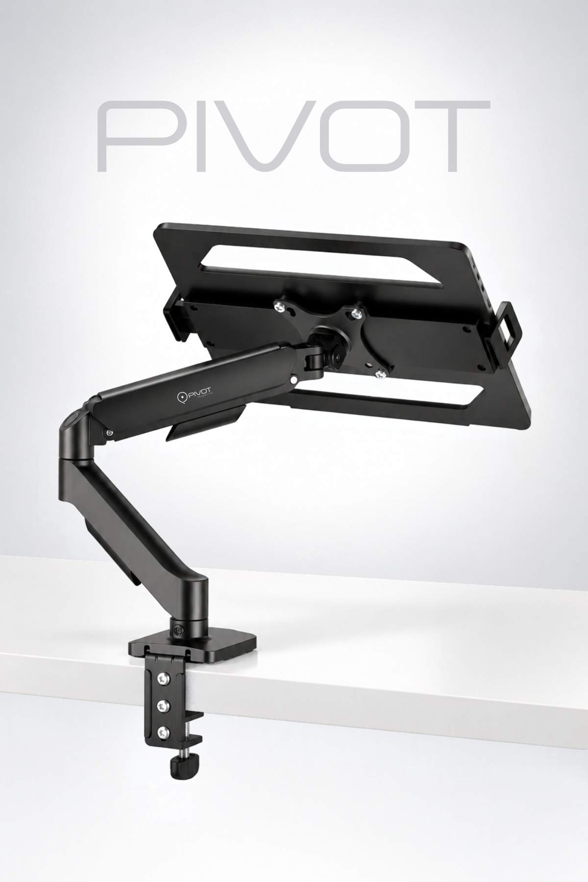 Pivot 17-32" VESA Uyumlu Monitör Kolu Siyah - 14-17.3" Masa Kelepçeli Laptop Standı Siyah