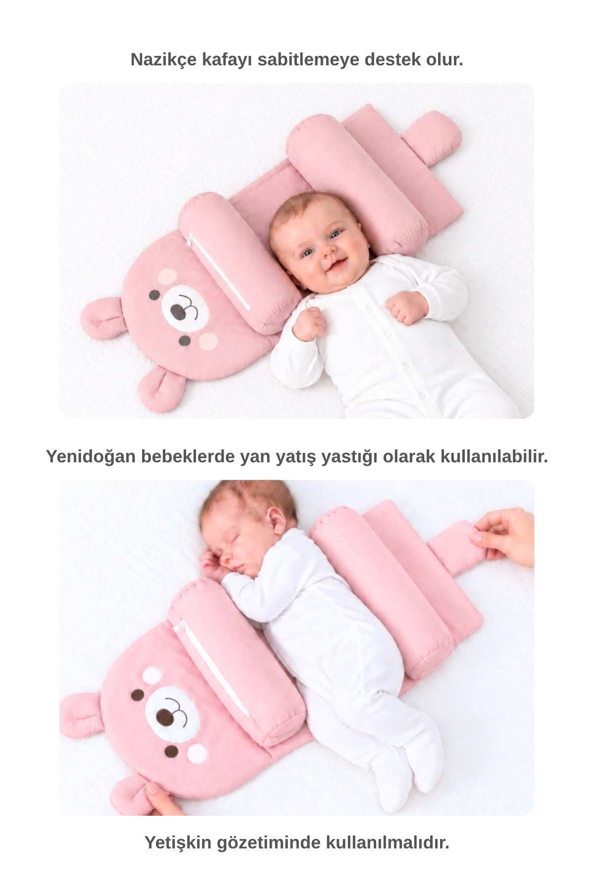 بالشتک حمایت از نوزاد طرح خرس با 100% پنبه OEKO-TEX® – بالشتک حمایت از سر نوزاد