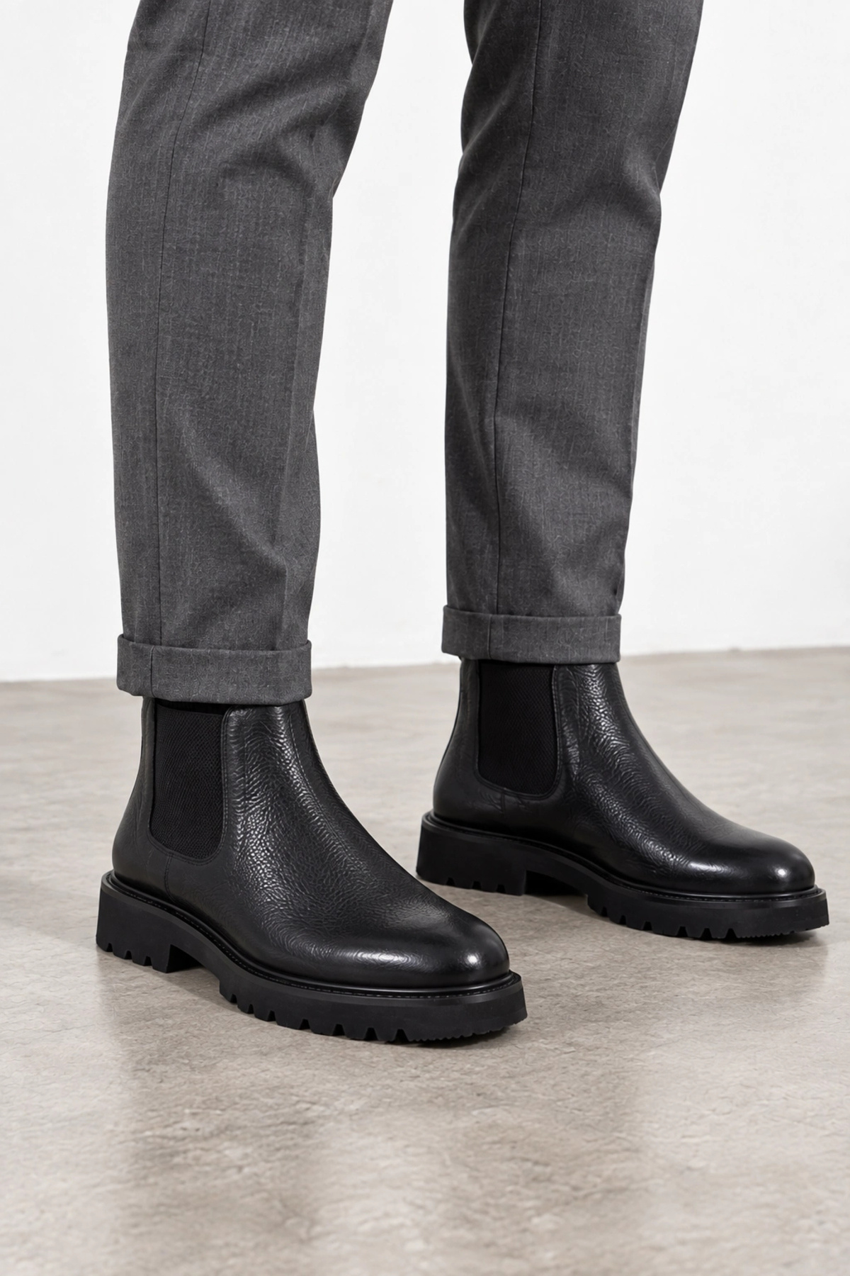 GERARDO AYAKKABI Nuvola Erkek Hakiki Deri Chelsea Bot - Siyah