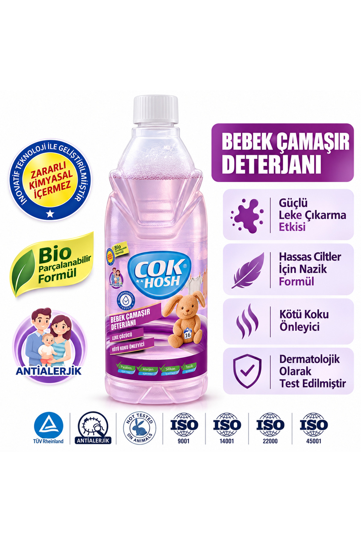 Çokhosh Antialerjik Bebek Çamaşır Deterjanı 700 Ml – Leke Çözücü & Kötü Koku Önleyici – Hassas Ciltler İçin