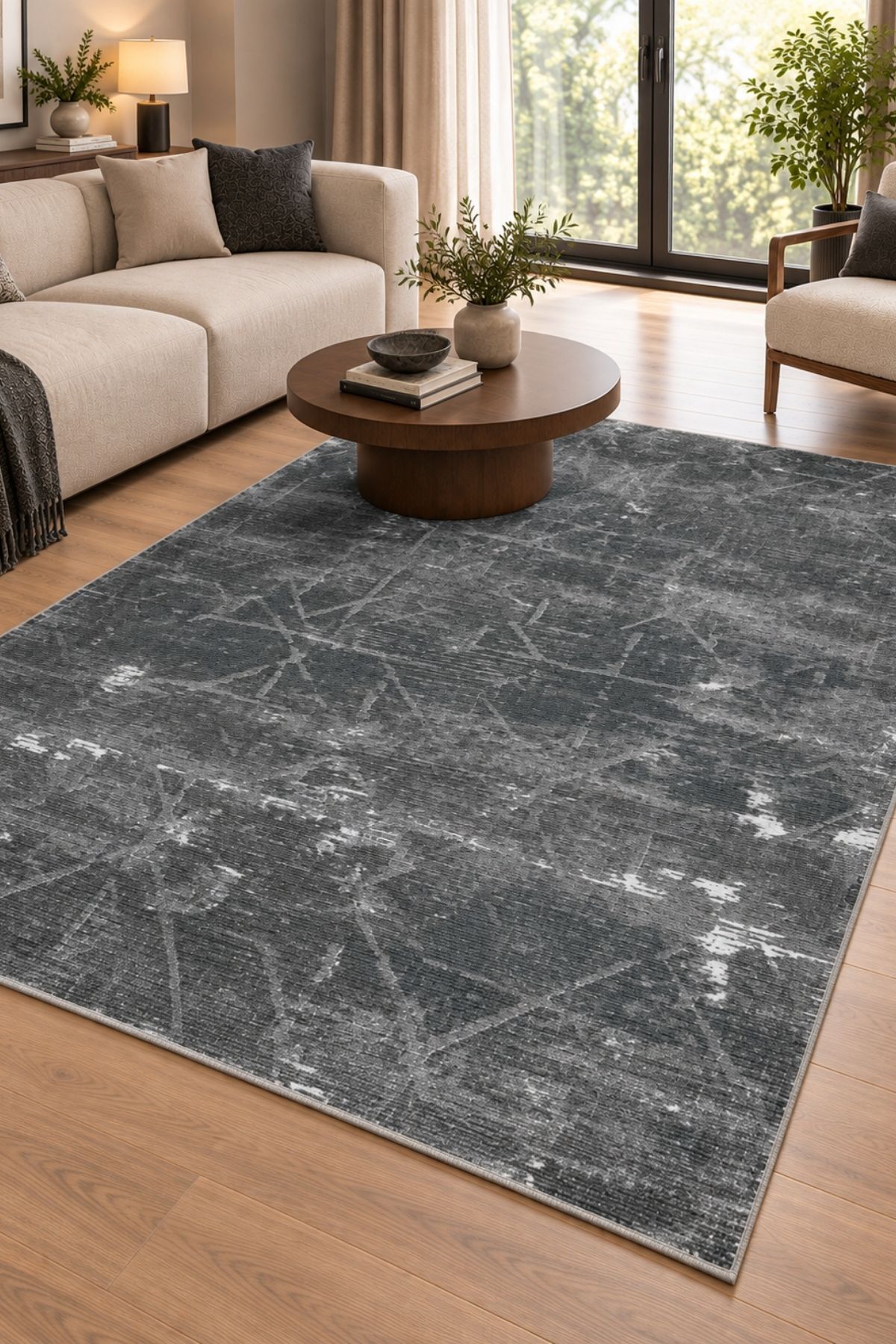 翔和 Oriente Home Zenya Serisi Antrasit Şönil Makine Halısı Kaymaz