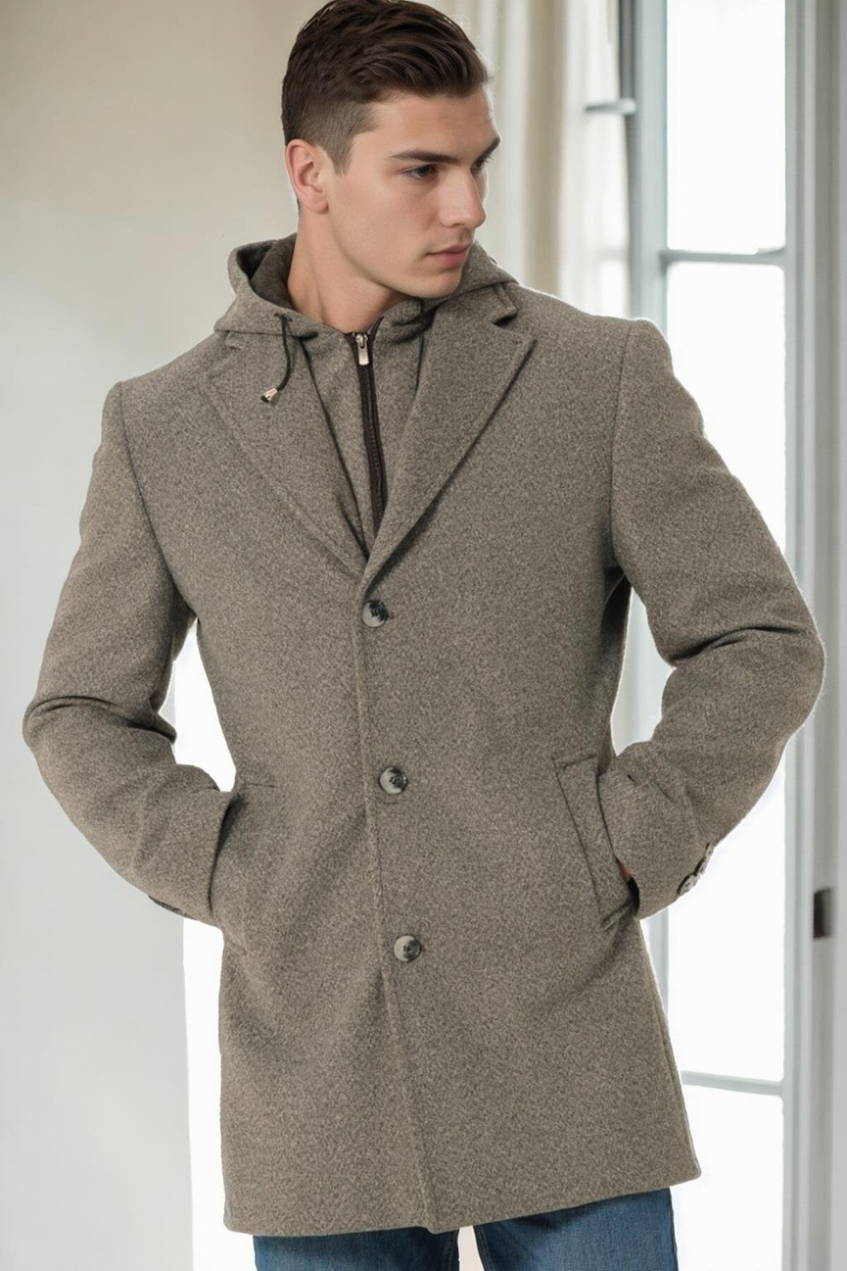 Dewberry PLT9376 ERKEK PALTO-KOYU GRİ-2 — رنگارنگ 1020001P9376j4f