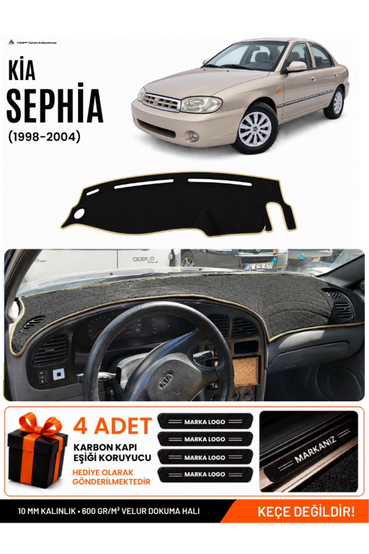 KİA SEPHİA (1998-2004) Uyumlu Torpido Siyah-Bej